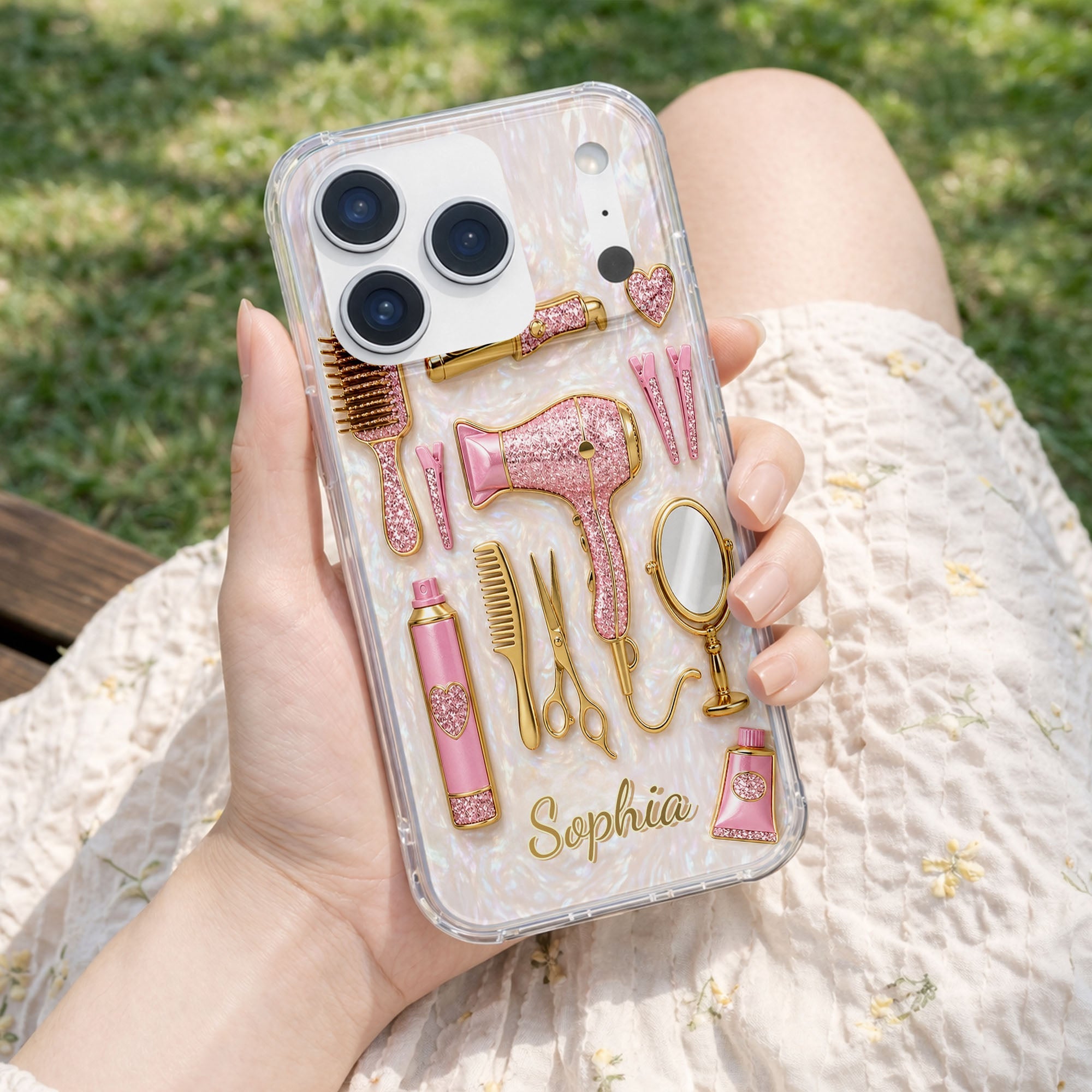Personalized Clear Phone Case for Hairstylists with Custom Name Gift Clear Phone Case GradoCreations