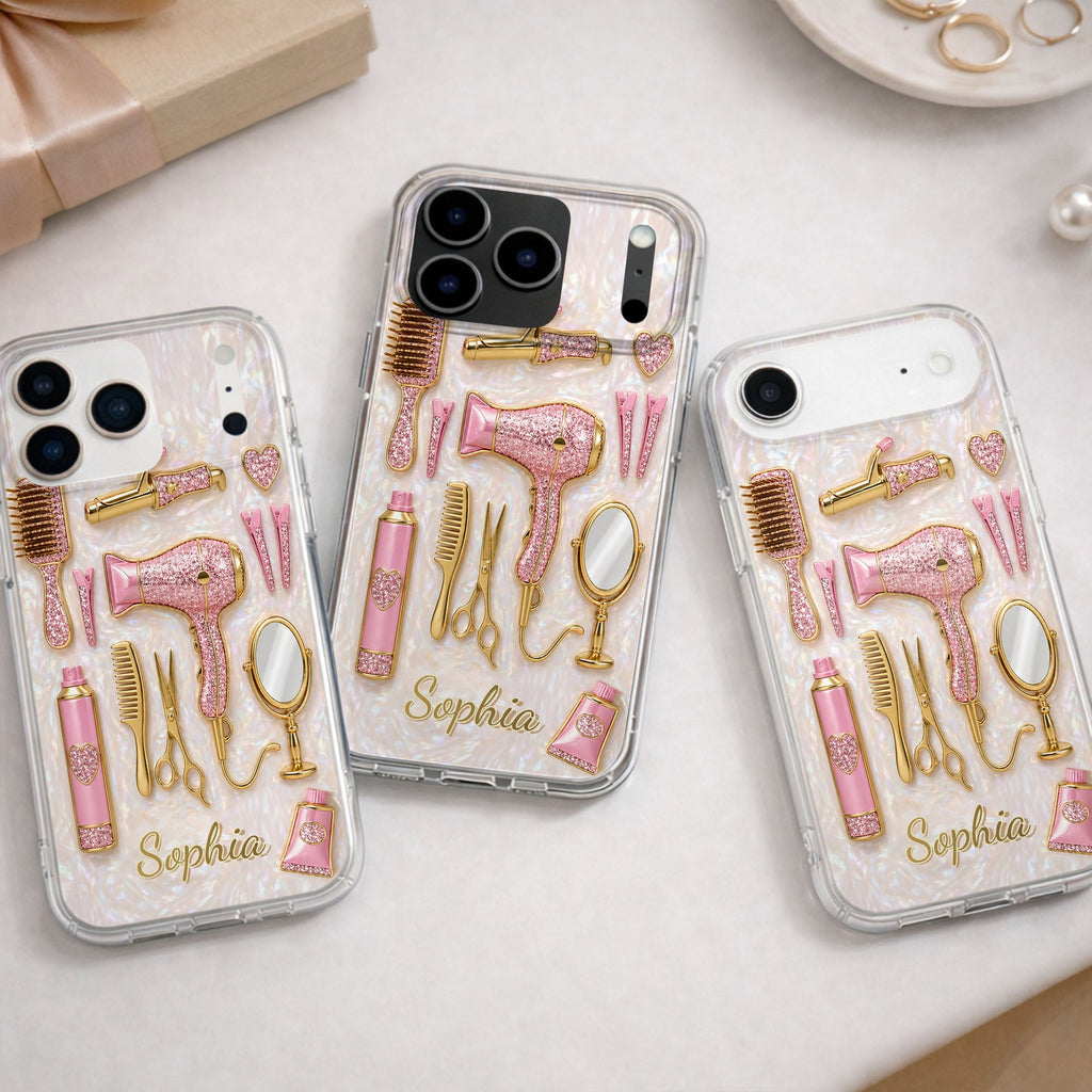 Personalized Clear Phone Case for Hairstylists with Custom Name Gift Clear Phone Case GradoCreations