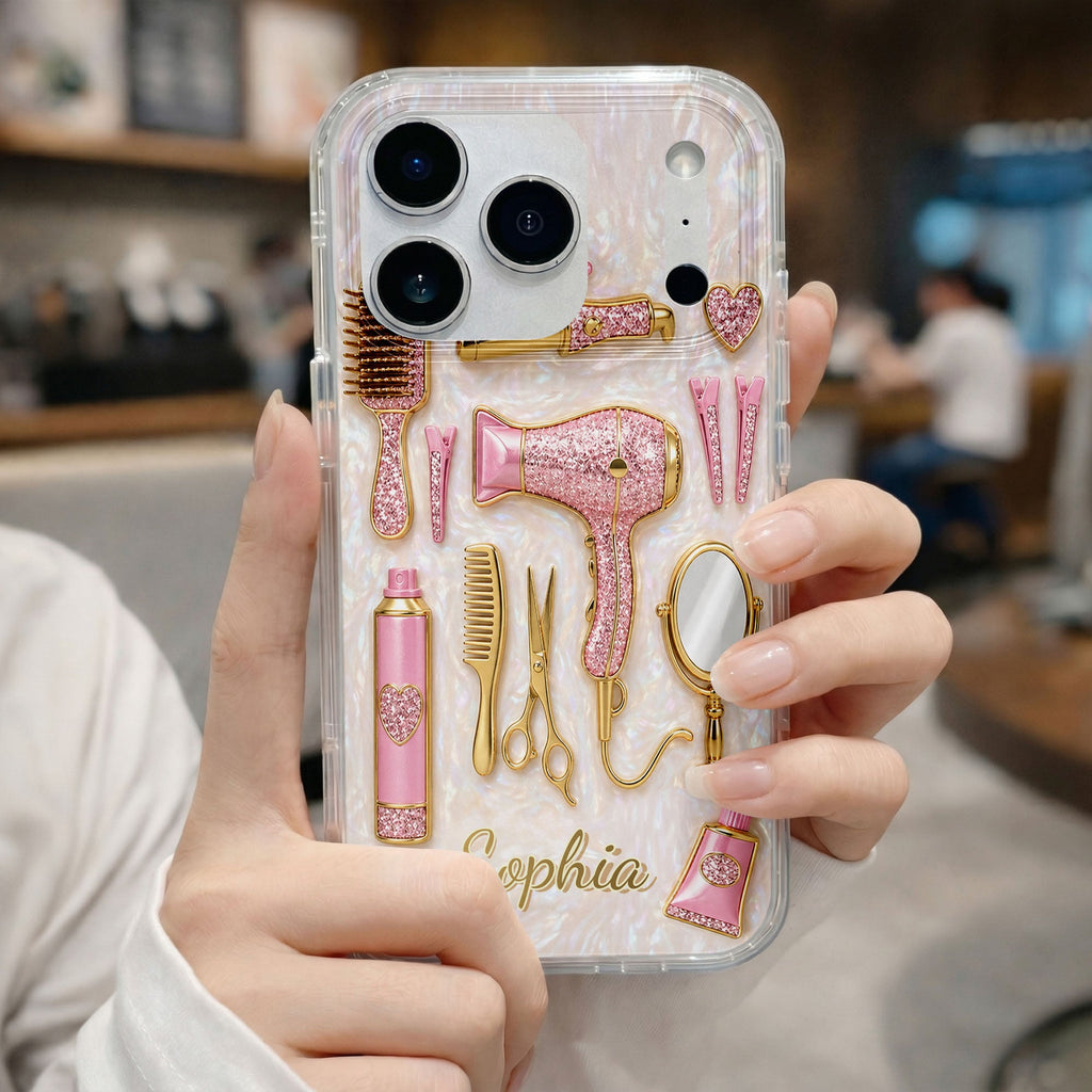 Personalized Clear Phone Case for Hairstylists with Custom Name Gift Clear Phone Case GradoCreations