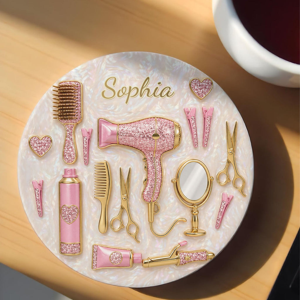 Personalized Ceramic Coaster Custom Name Gift for Hairstylist Ceramic Coaster GradoCreations