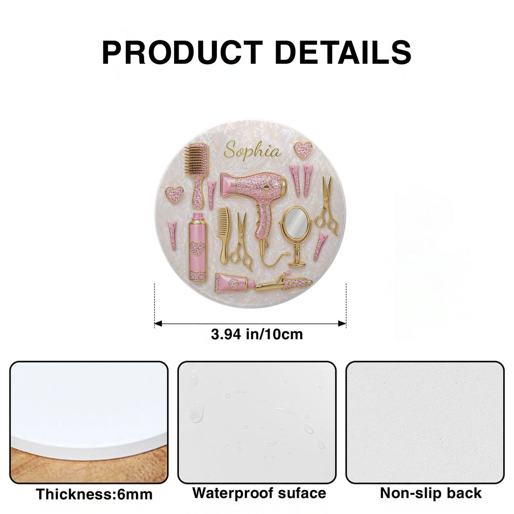 Personalized Ceramic Coaster Custom Name Gift for Hairstylist Ceramic Coaster GradoCreations