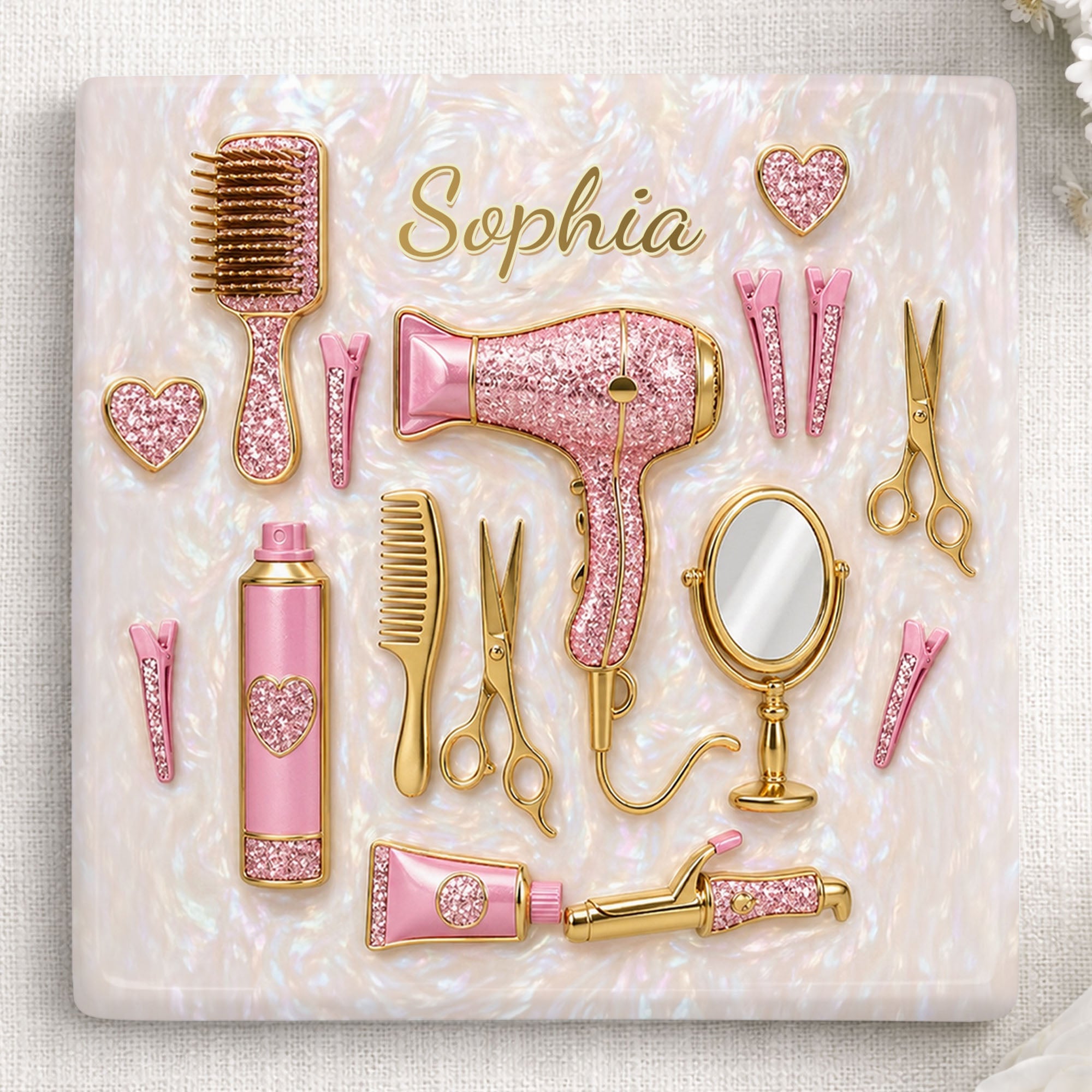 Personalized Ceramic Coaster for Hair Stylist Custom Gift Square Ceramic Coaster GradoCreations