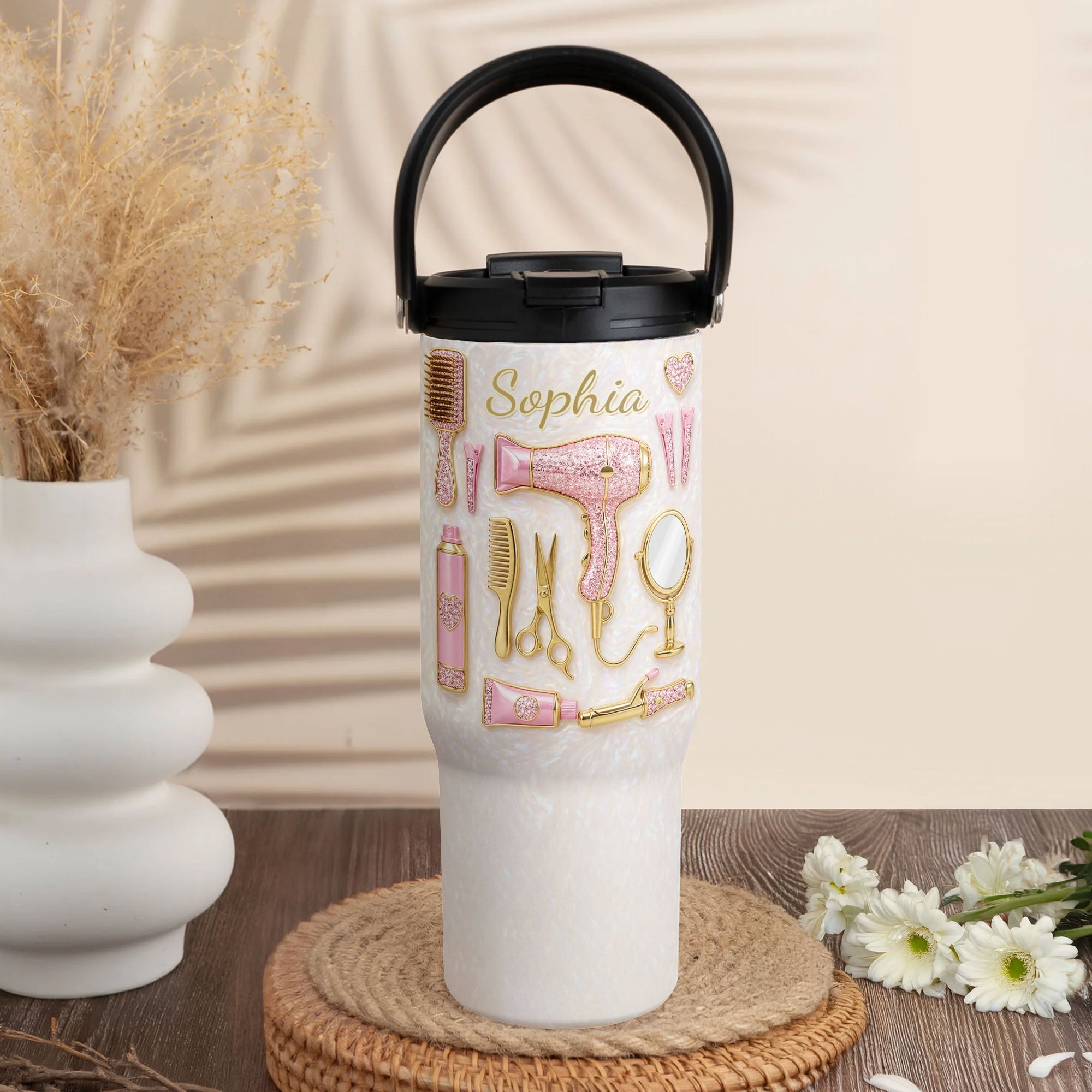 Personalized 30oz Stainless Steel Tumbler Gift for Hairstylist Tumbler With Handle GradoCreations
