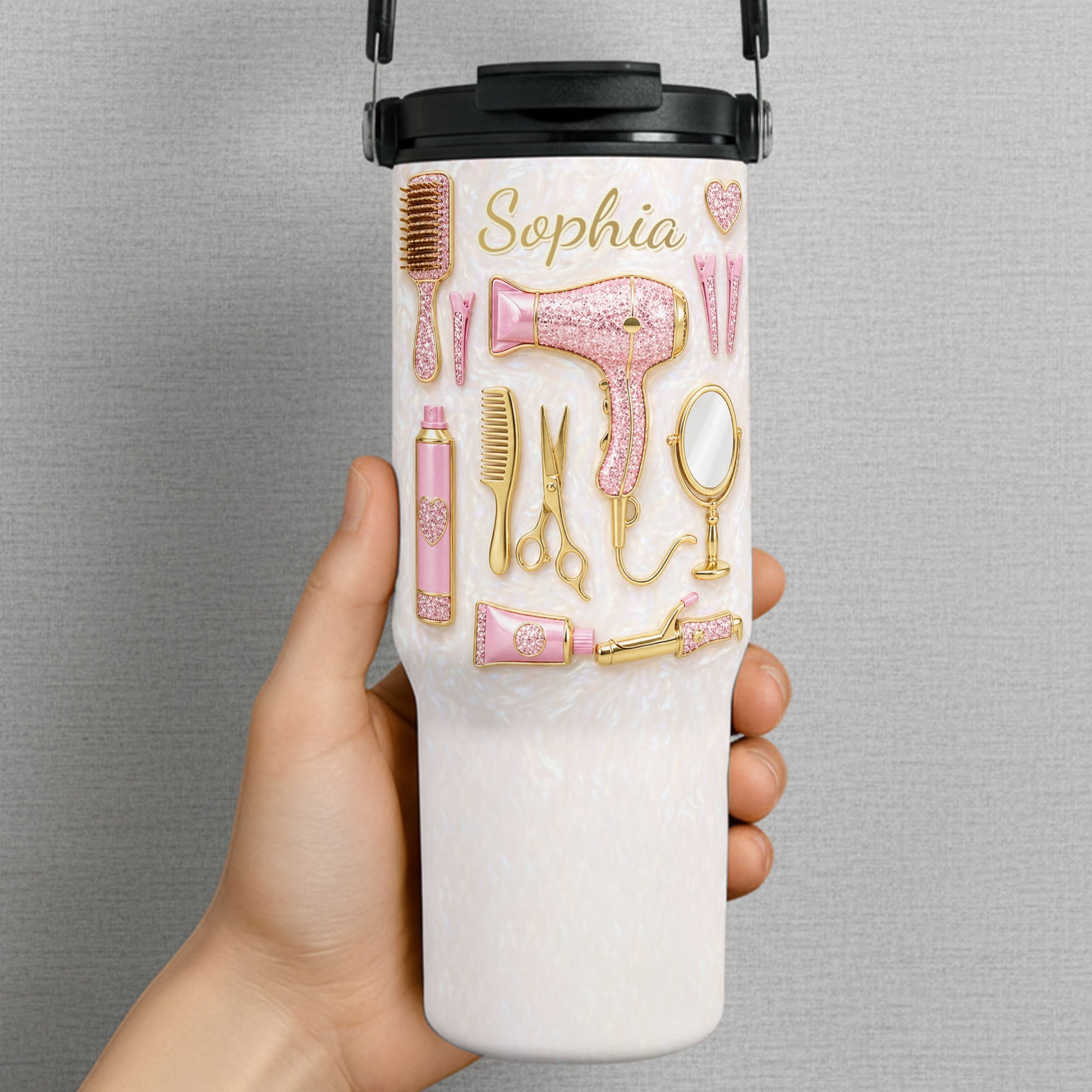 Personalized 30oz Stainless Steel Tumbler Gift for Hairstylist Tumbler With Handle GradoCreations
