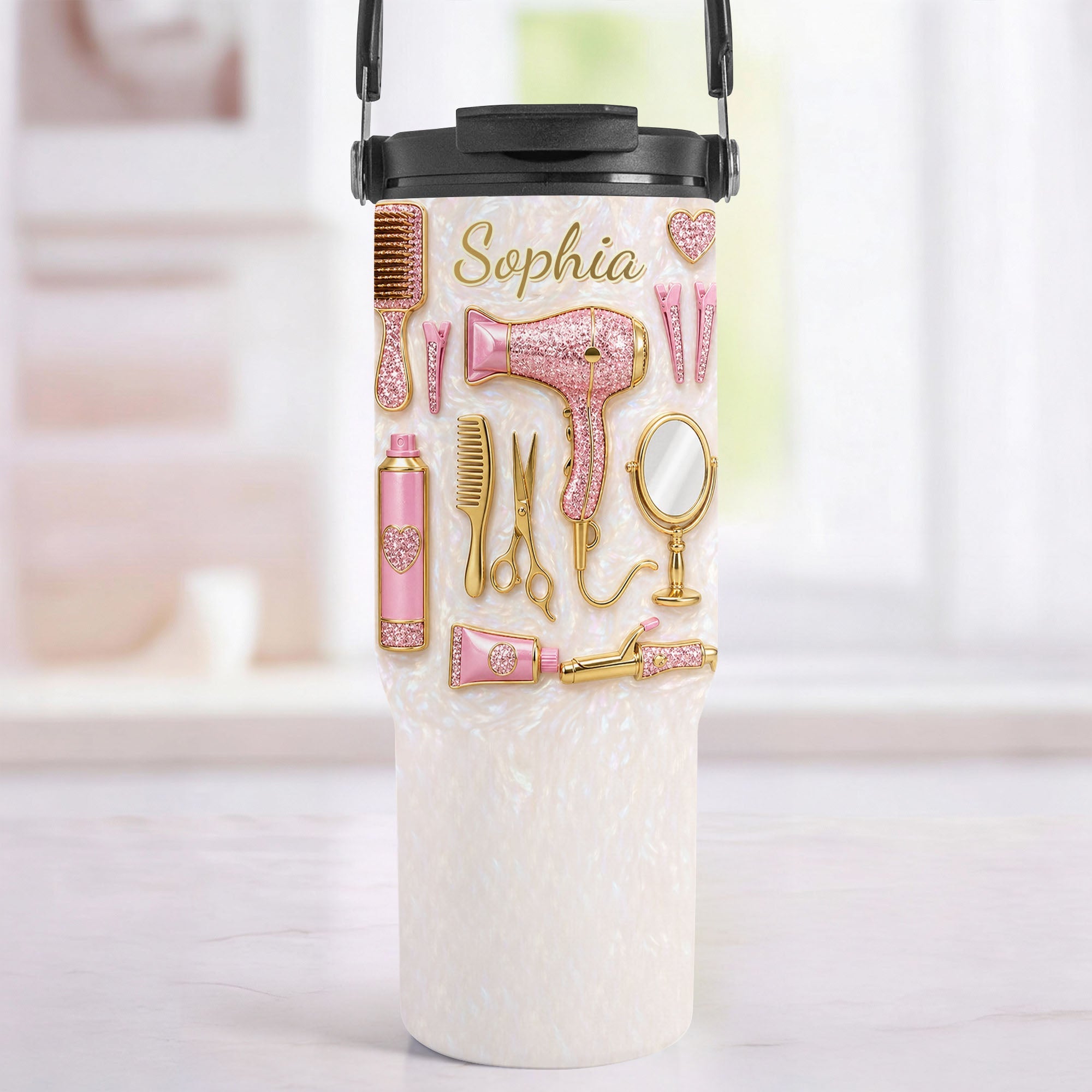 Personalized 30oz Stainless Steel Tumbler Gift for Hairstylist Tumbler With Handle GradoCreations