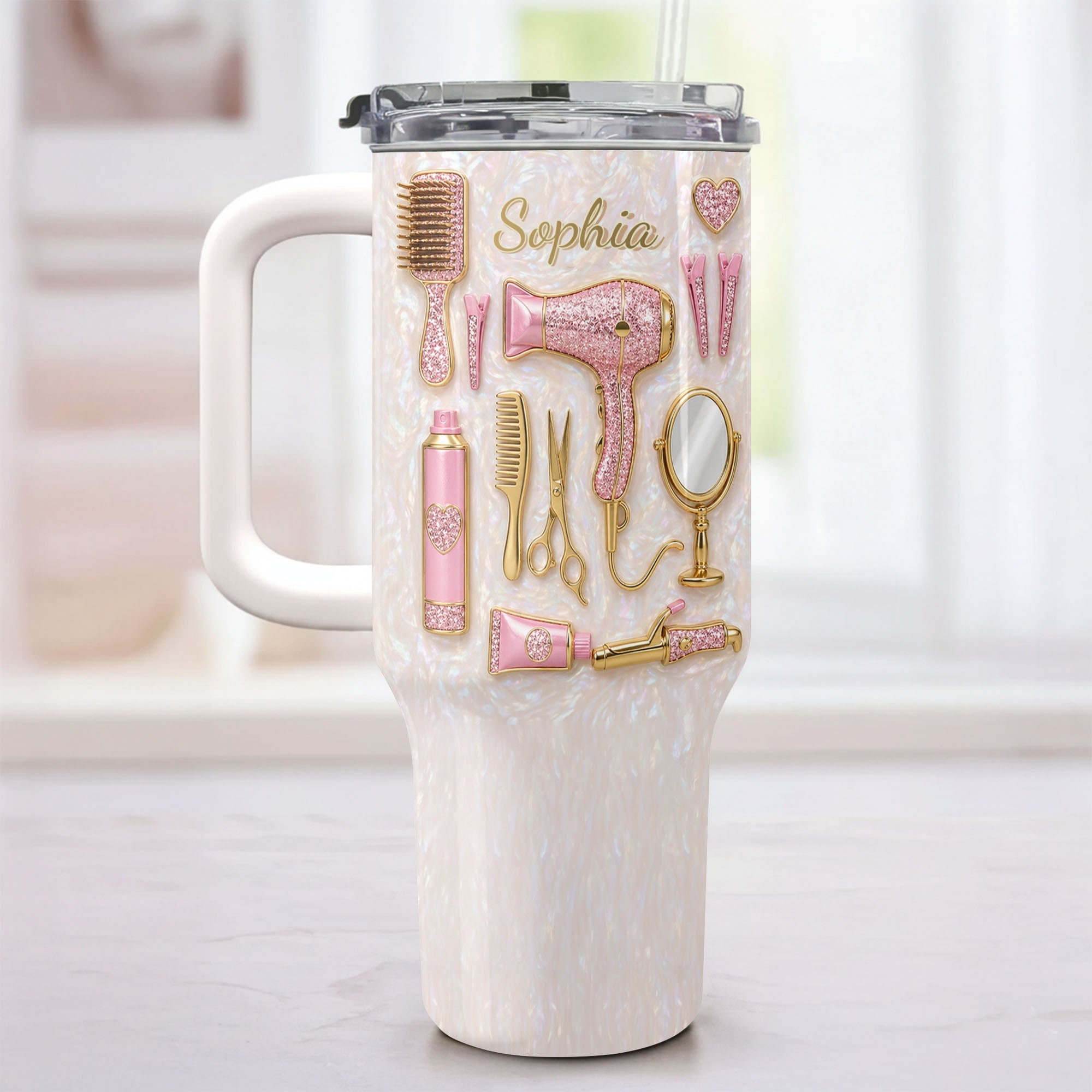 Personalized 40oz Tumbler Custom Name Gift for Hairstylist 40oz Tumbler GradoCreations