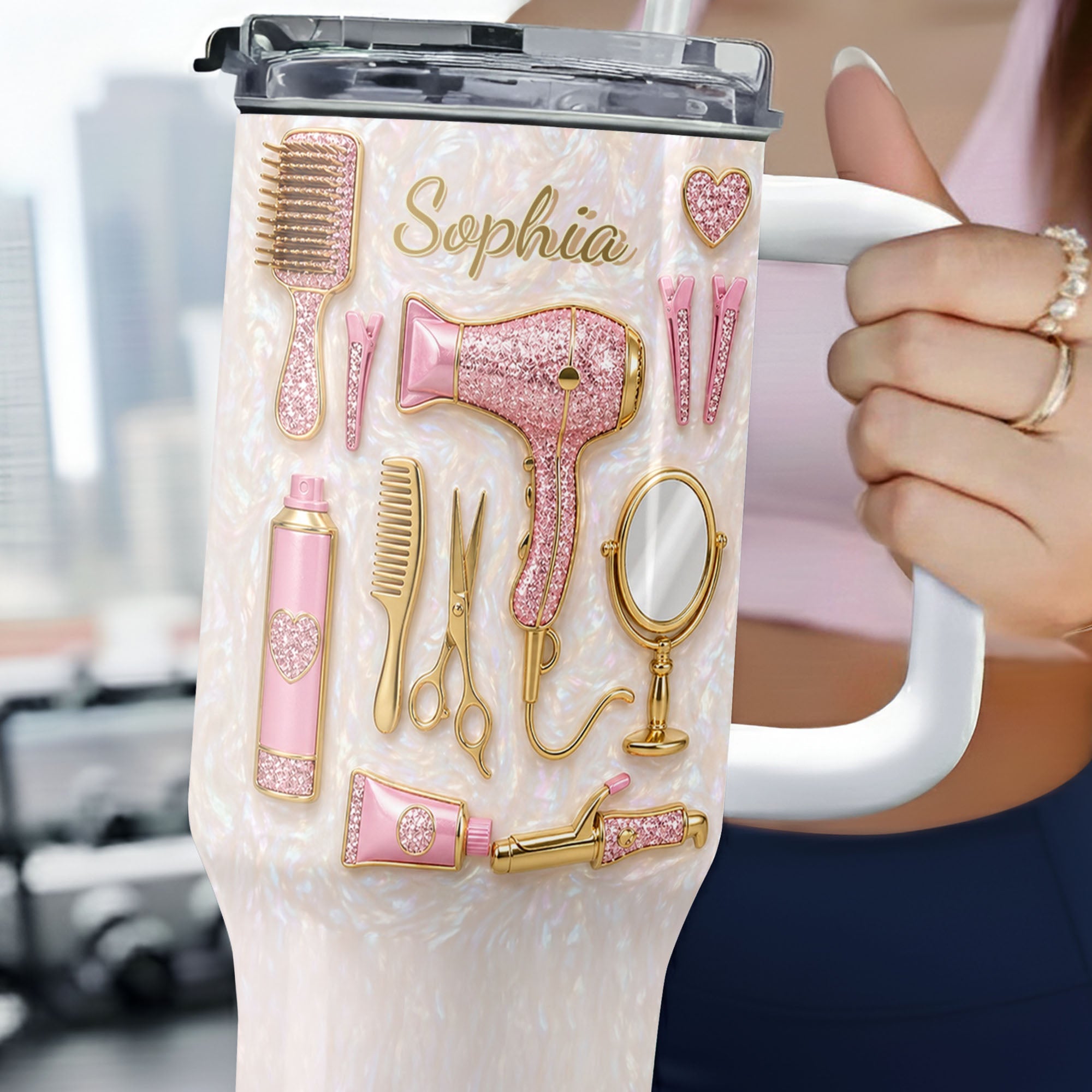 Personalized 40oz Tumbler Custom Name Gift for Hairstylist 40oz Tumbler GradoCreations