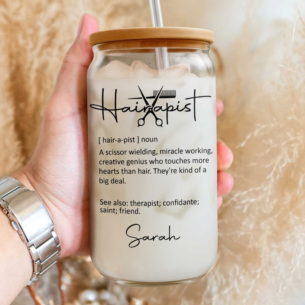 Personalized Clear Glass Can with Lid for Hairstylist Gift Clear Glass Can GradoCreations