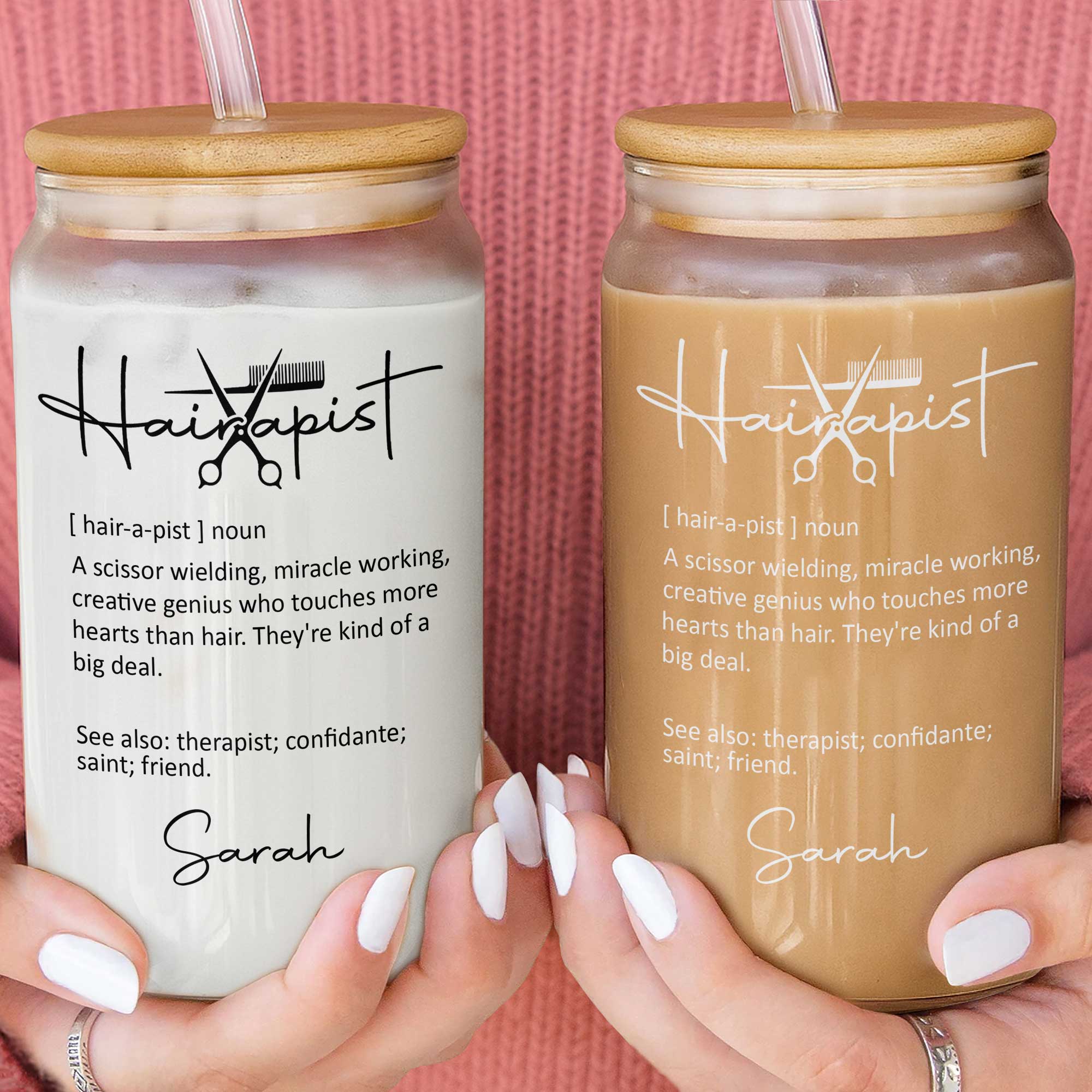 Personalized Clear Glass Can with Lid for Hairstylist Gift Clear Glass Can GradoCreations