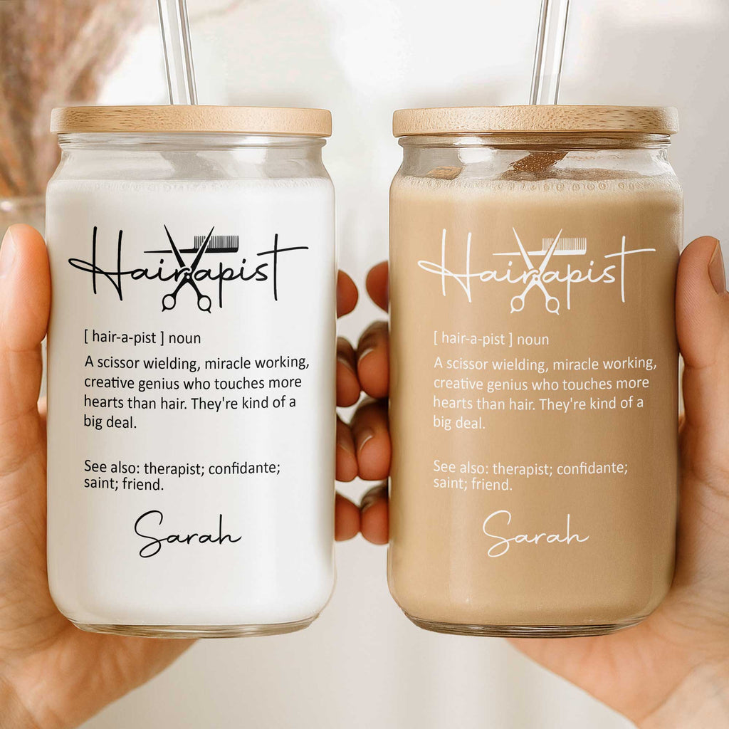 Personalized Clear Glass Can with Lid for Hairstylist Gift Clear Glass Can GradoCreations