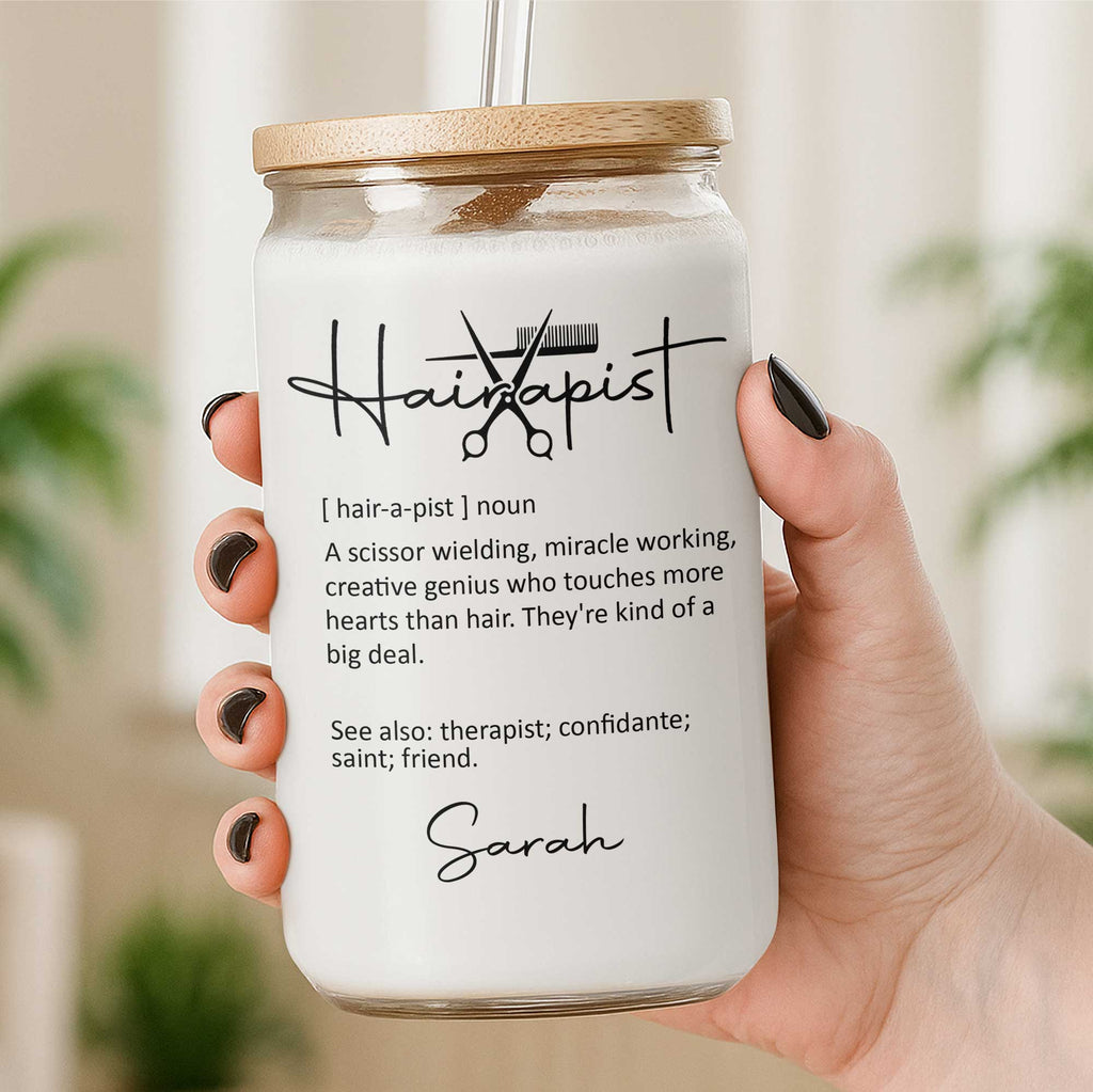 Personalized Clear Glass Can with Lid for Hairstylist Gift Clear Glass Can GradoCreations