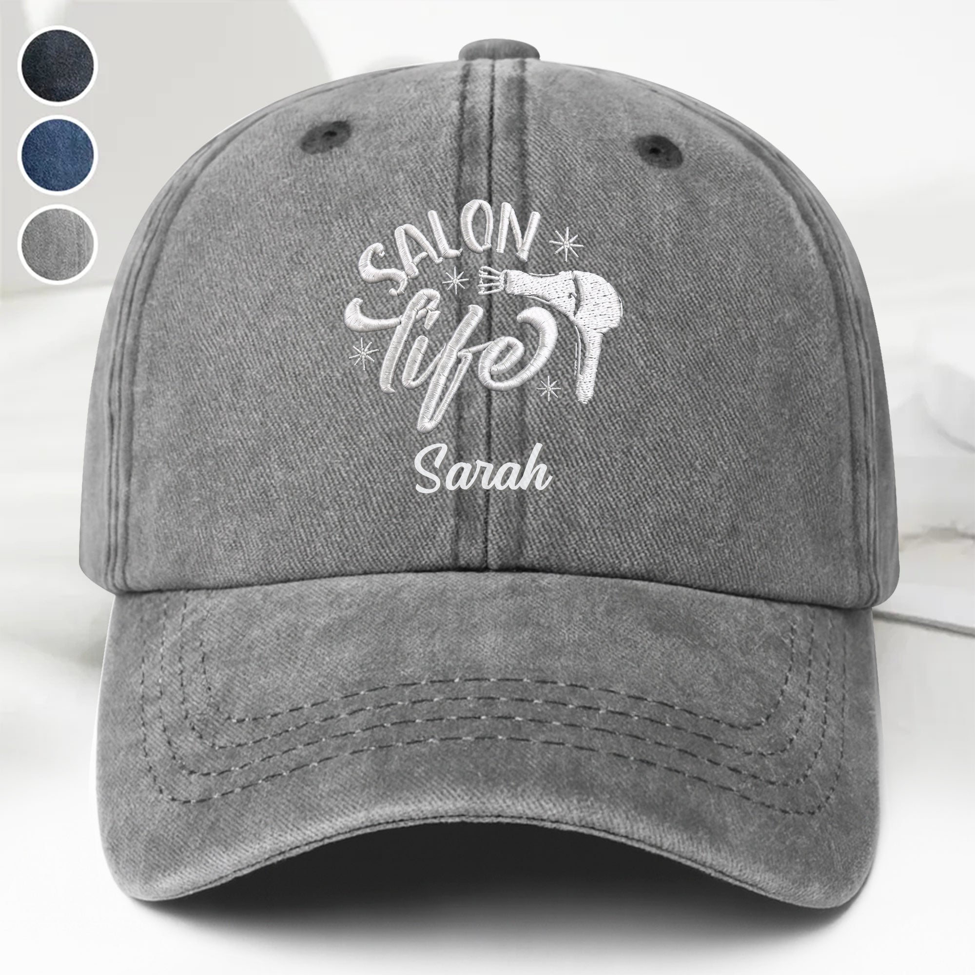 Personalized Washed Denim Cap Custom Name Gift for Stylist Washed Denim Cap GradoCreations