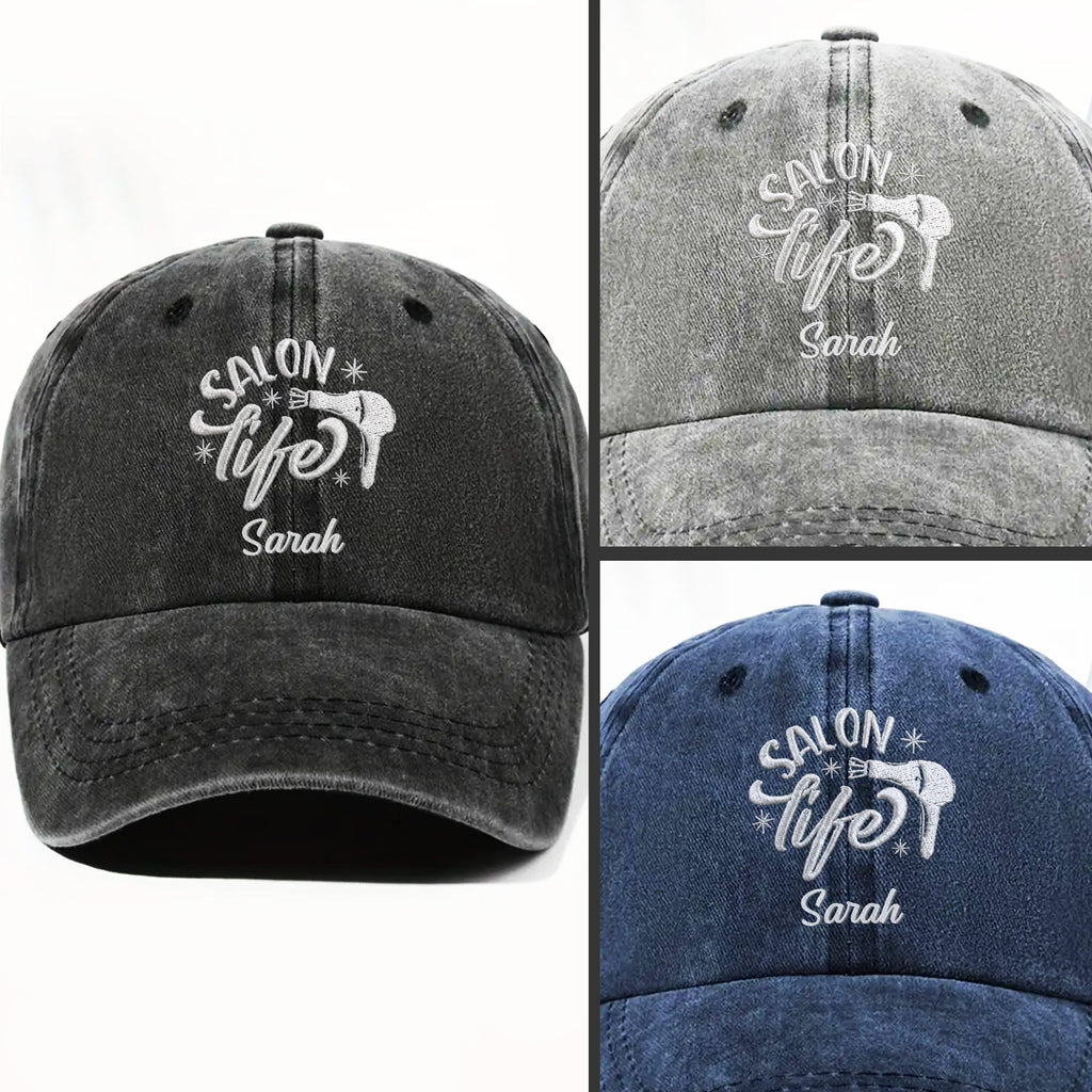 Personalized Washed Denim Cap Custom Name Gift for Stylist Washed Denim Cap GradoCreations