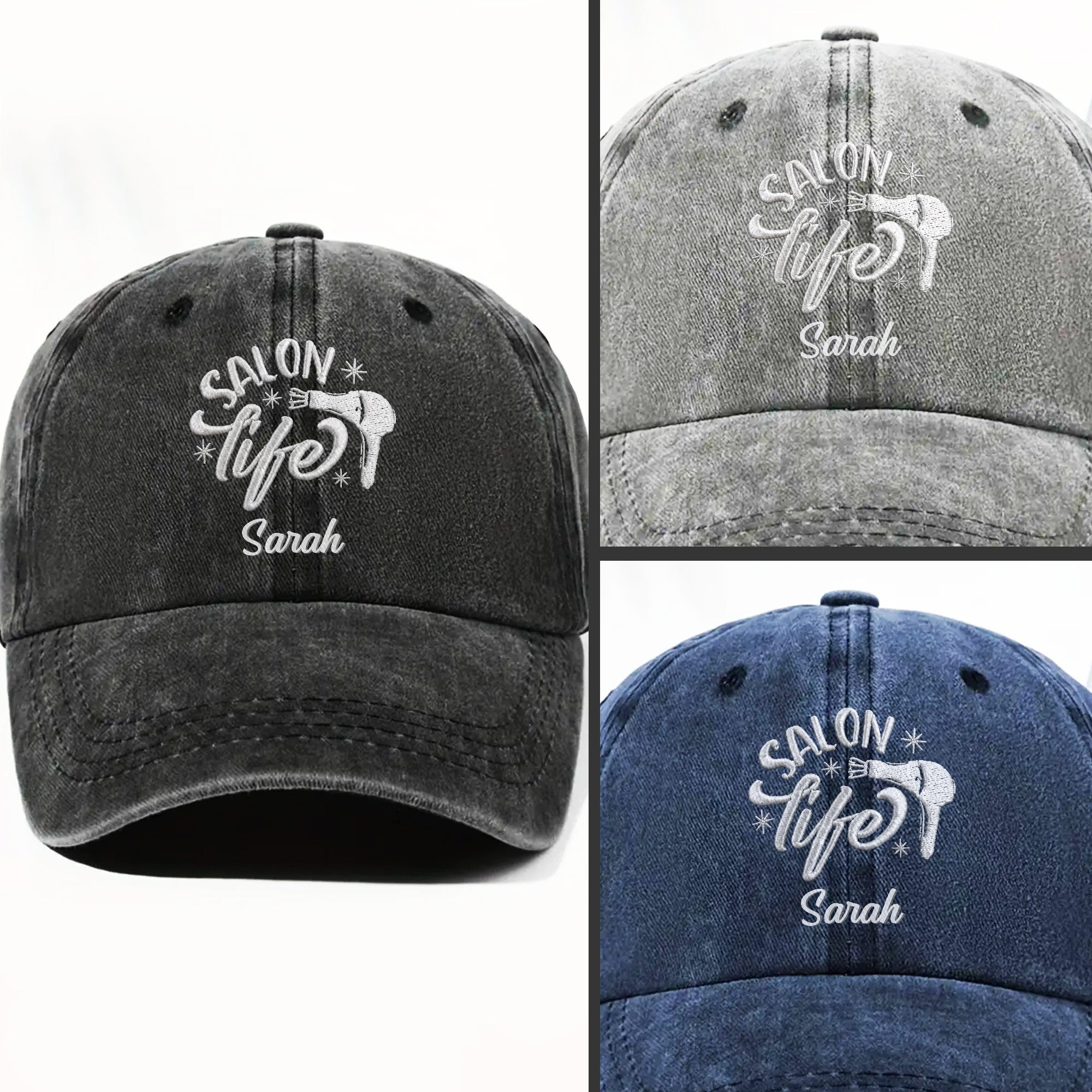 Personalized Washed Denim Cap Custom Name Gift for Stylist Washed Denim Cap GradoCreations
