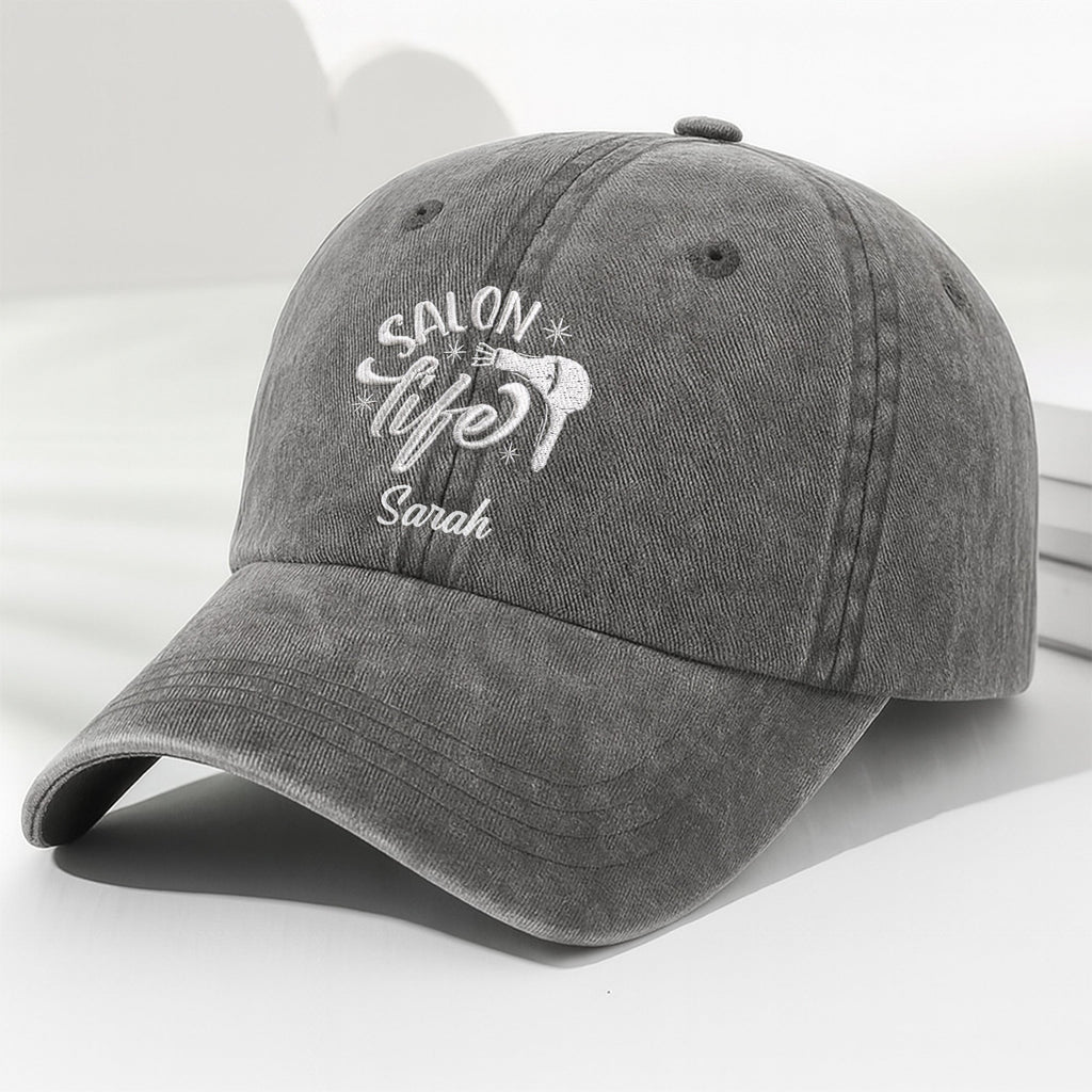 Personalized Washed Denim Cap Custom Name Gift for Stylist Washed Denim Cap GradoCreations