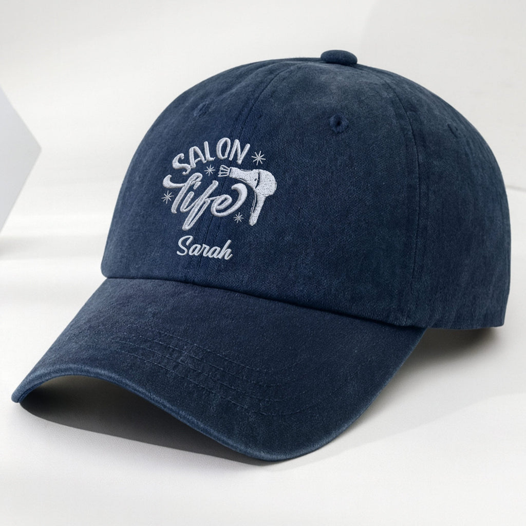 Personalized Washed Denim Cap Custom Name Gift for Stylist Washed Denim Cap GradoCreations