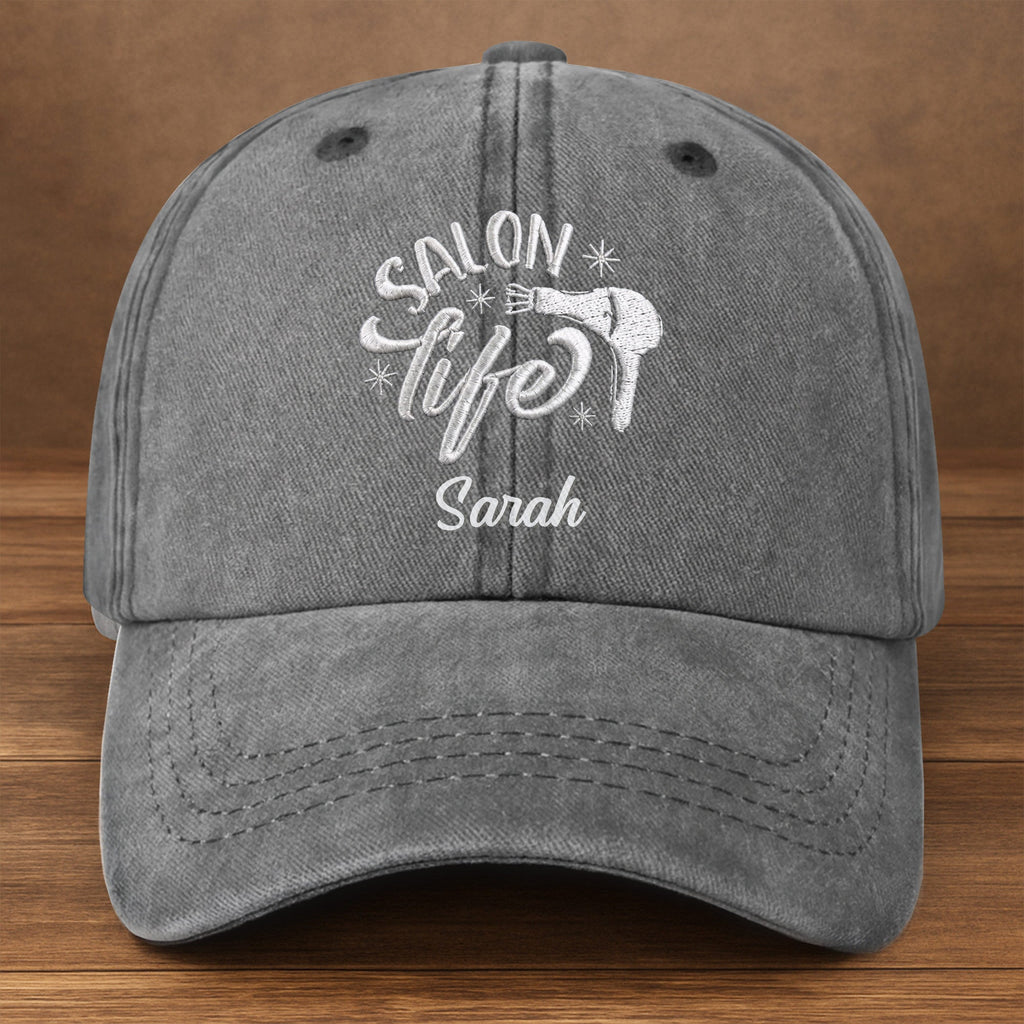 Personalized Washed Denim Cap Custom Name Gift for Stylist Washed Denim Cap GradoCreations