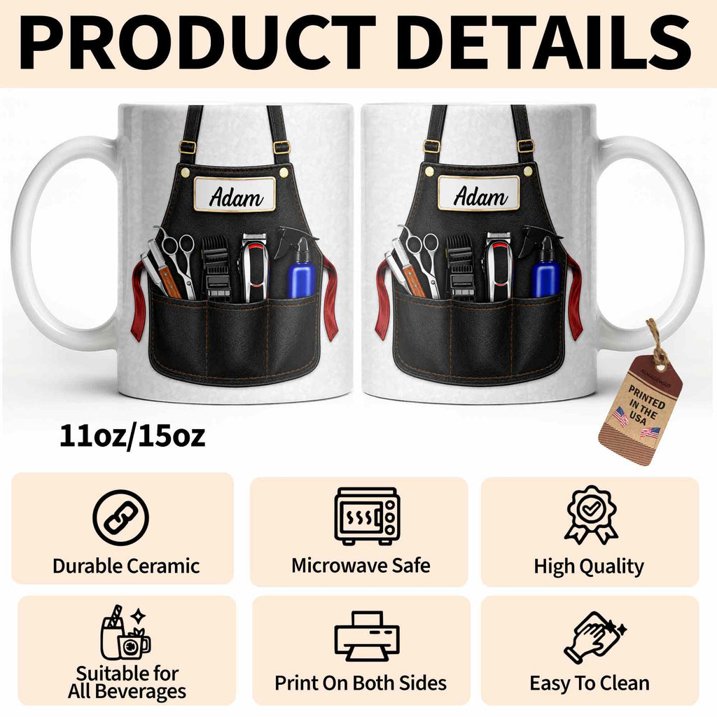Personalized Barber Mug Custom Name Gift for Dad Funny Edge-to-edge Mug GradoCreations