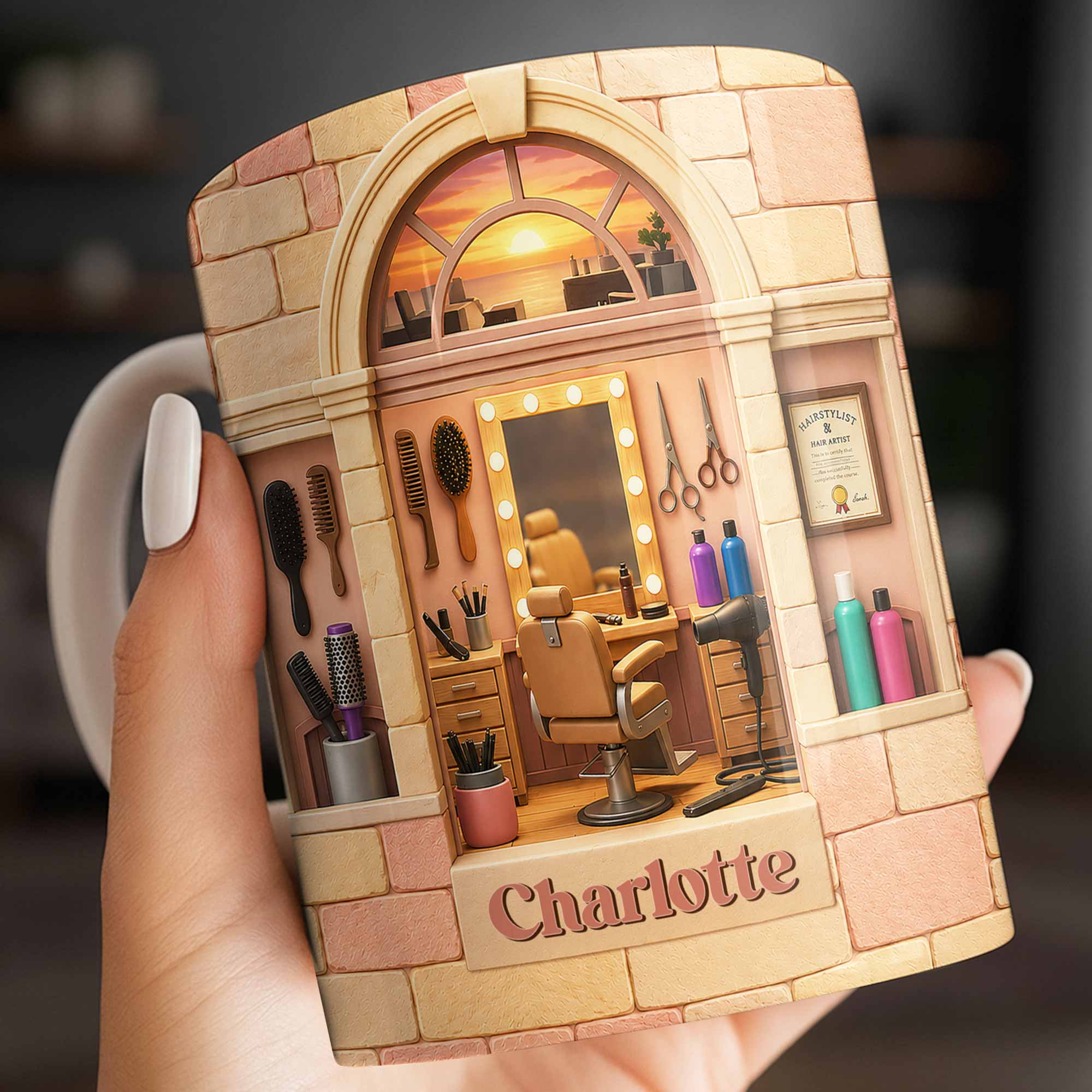 Personalized Coffee Mug for Hairstylist Custom Name Gift Edge-to-edge Mug GradoCreations