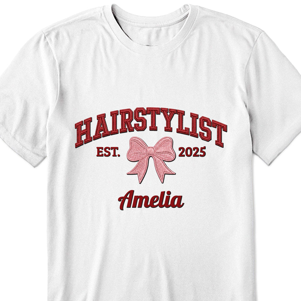 Personalized Hairstylist Custom Name 3D Embroidery T-shirt Hoodie Gift Shirt GradoCreations