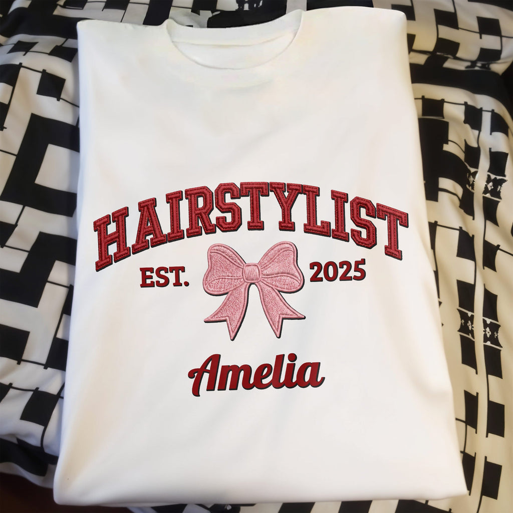 Personalized Hairstylist Custom Name 3D Embroidery T-shirt Hoodie Gift Shirt GradoCreations
