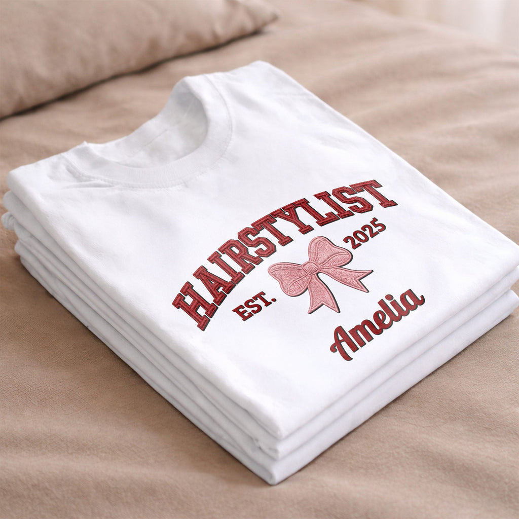 Personalized Hairstylist Custom Name 3D Embroidery T-shirt Hoodie Gift Shirt GradoCreations