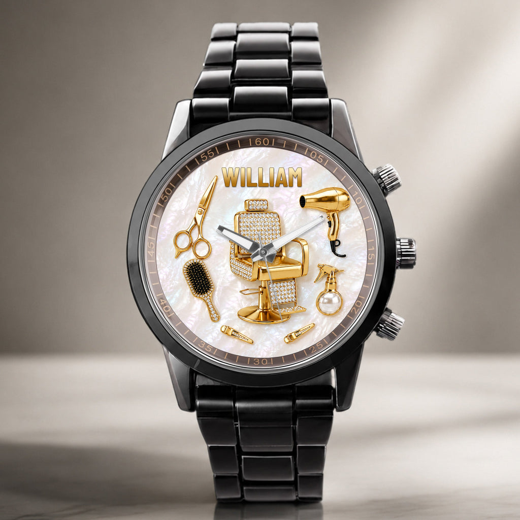 Personalized Custom Men's Watch with Name for Hair Stylist Gift Men's Watch GradoCreations