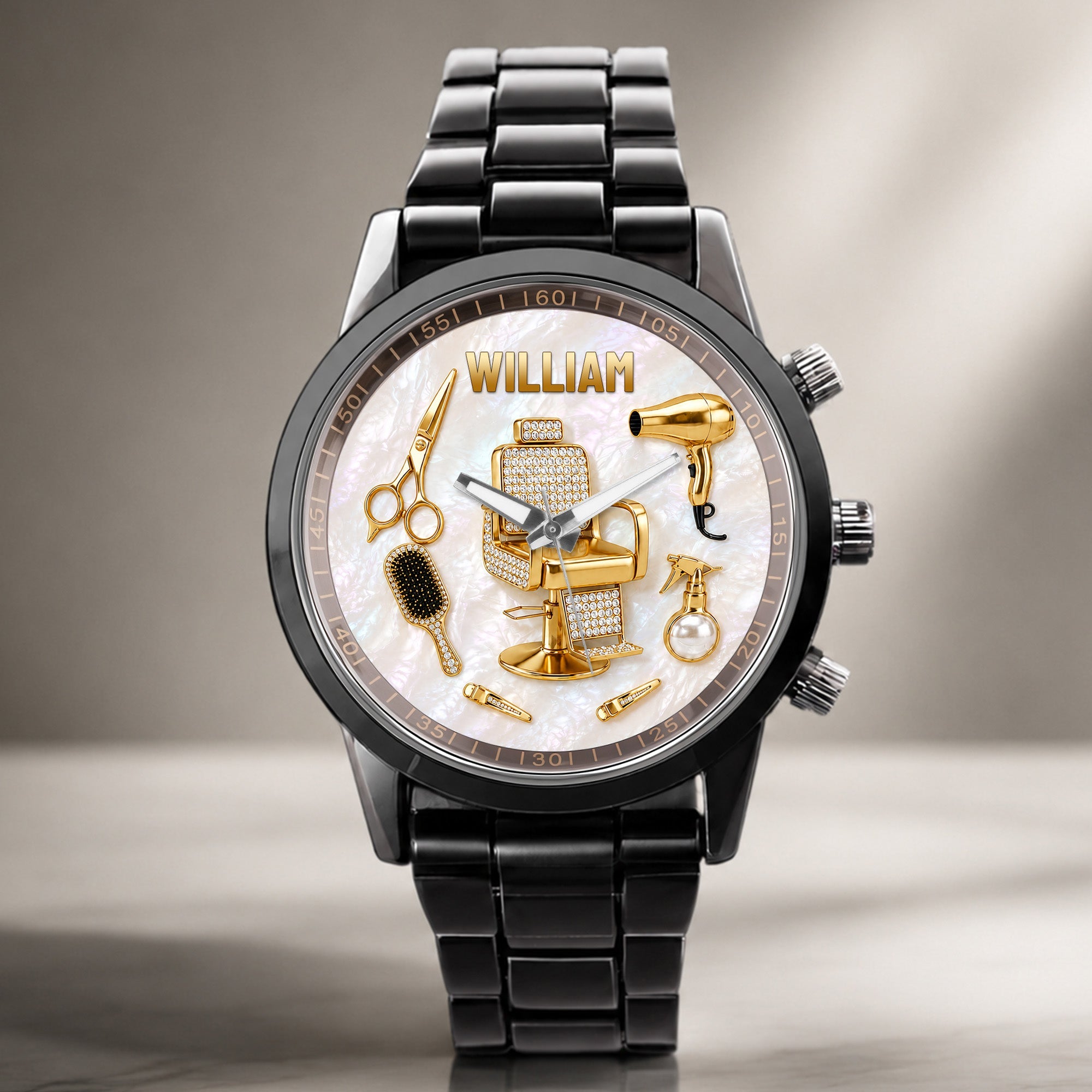 Personalized Custom Men's Watch with Name for Hair Stylist Gift Men's Watch GradoCreations