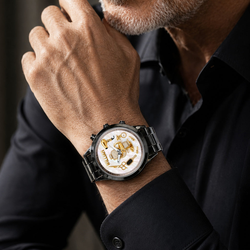 Personalized Custom Men's Watch with Name for Hair Stylist Gift Men's Watch GradoCreations