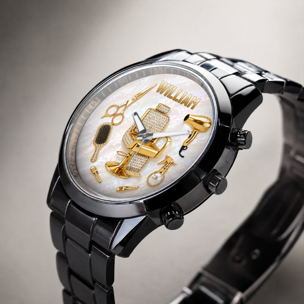Personalized Custom Men's Watch with Name for Hair Stylist Gift Men's Watch GradoCreations