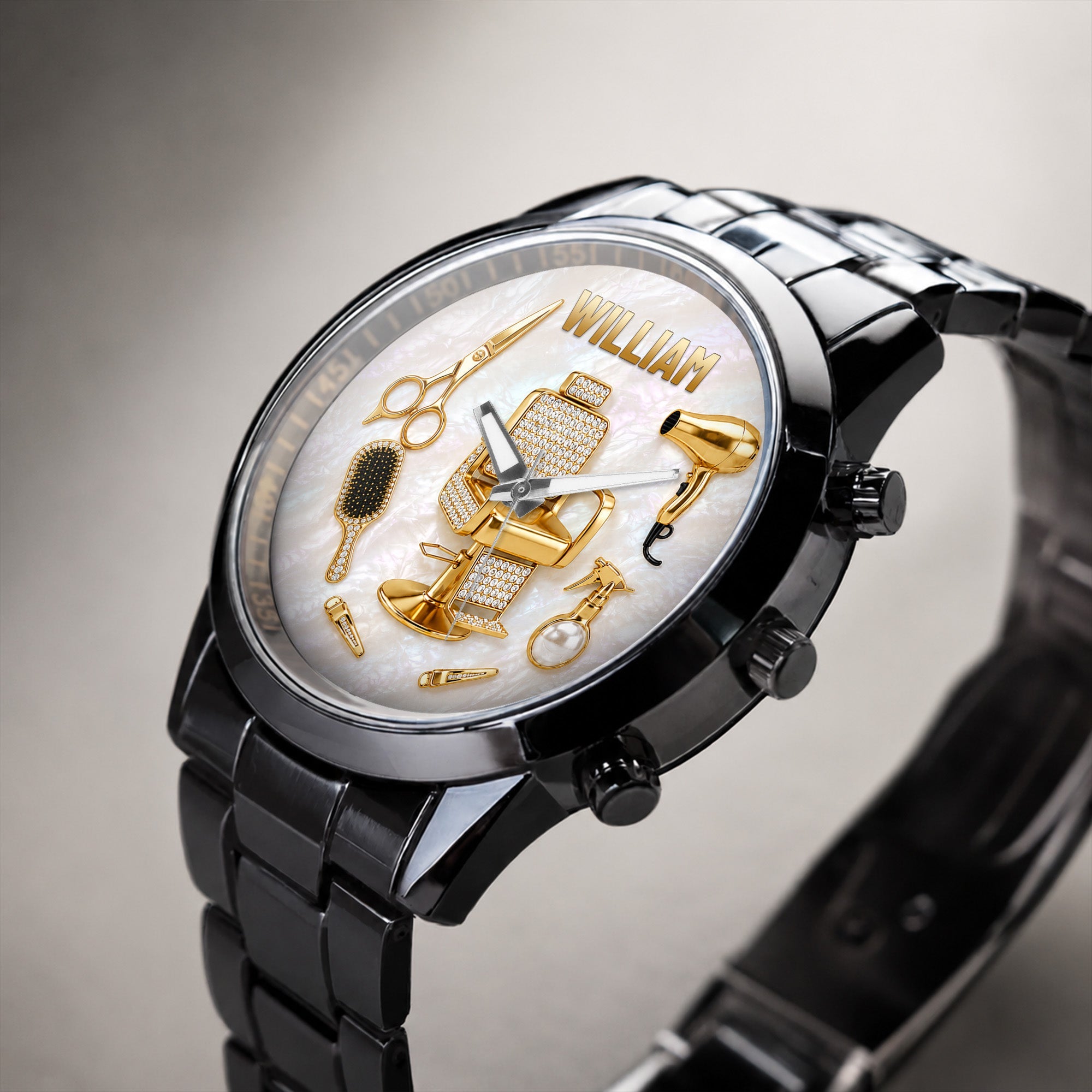 Personalized Custom Men's Watch with Name for Hair Stylist Gift Men's Watch GradoCreations