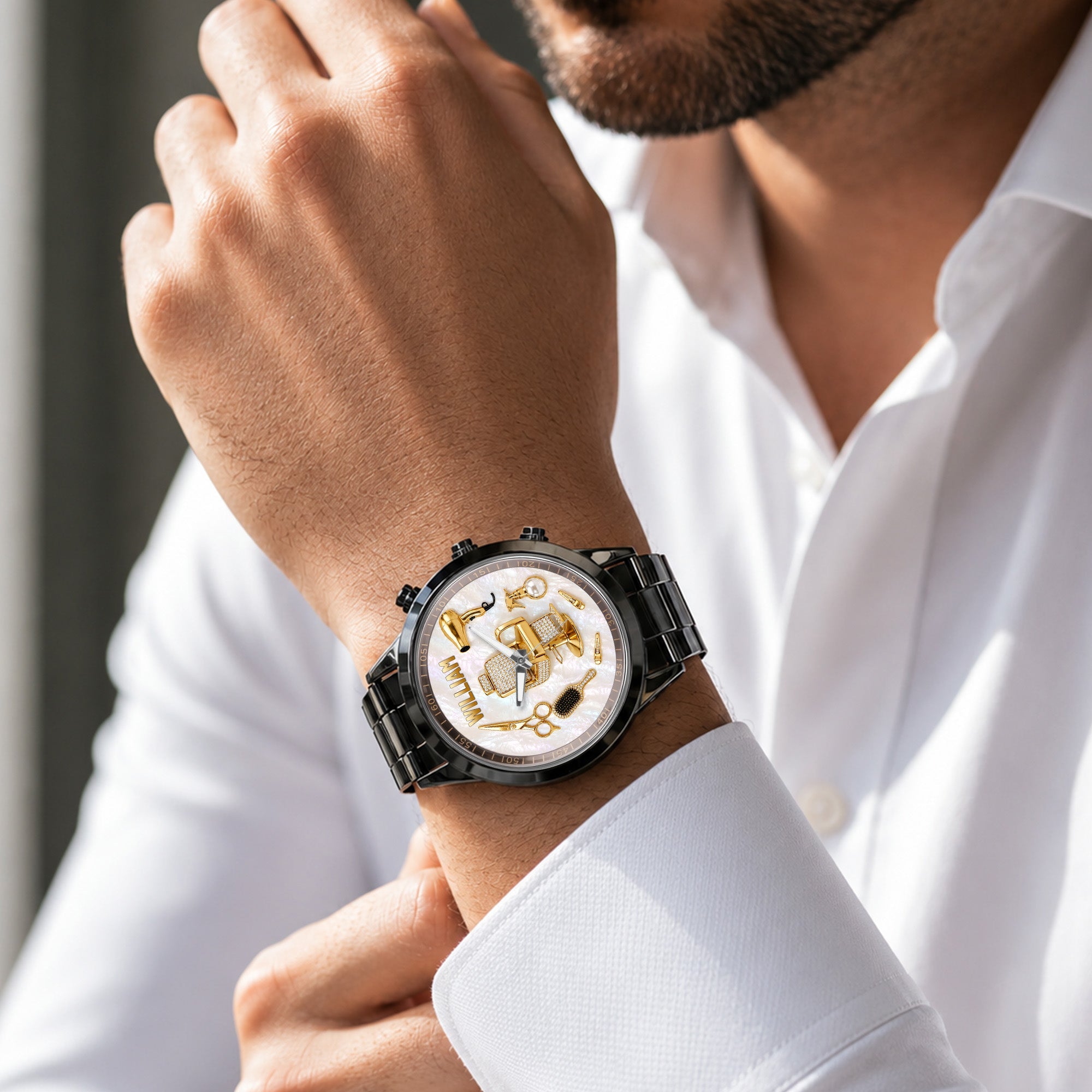 Personalized Custom Men's Watch with Name for Hair Stylist Gift Men's Watch GradoCreations