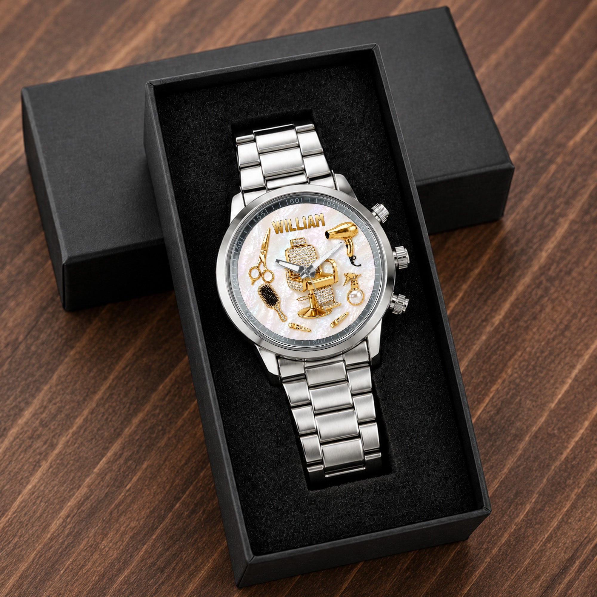 Personalized Custom Men's Watch with Name for Hair Stylist Gift Men's Watch GradoCreations