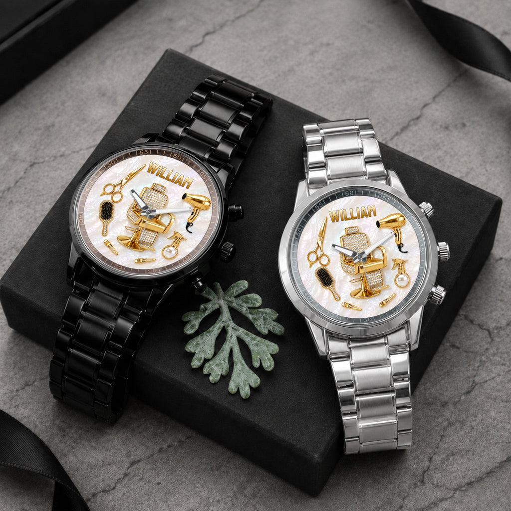 Personalized Custom Men's Watch with Name for Hair Stylist Gift Men's Watch GradoCreations