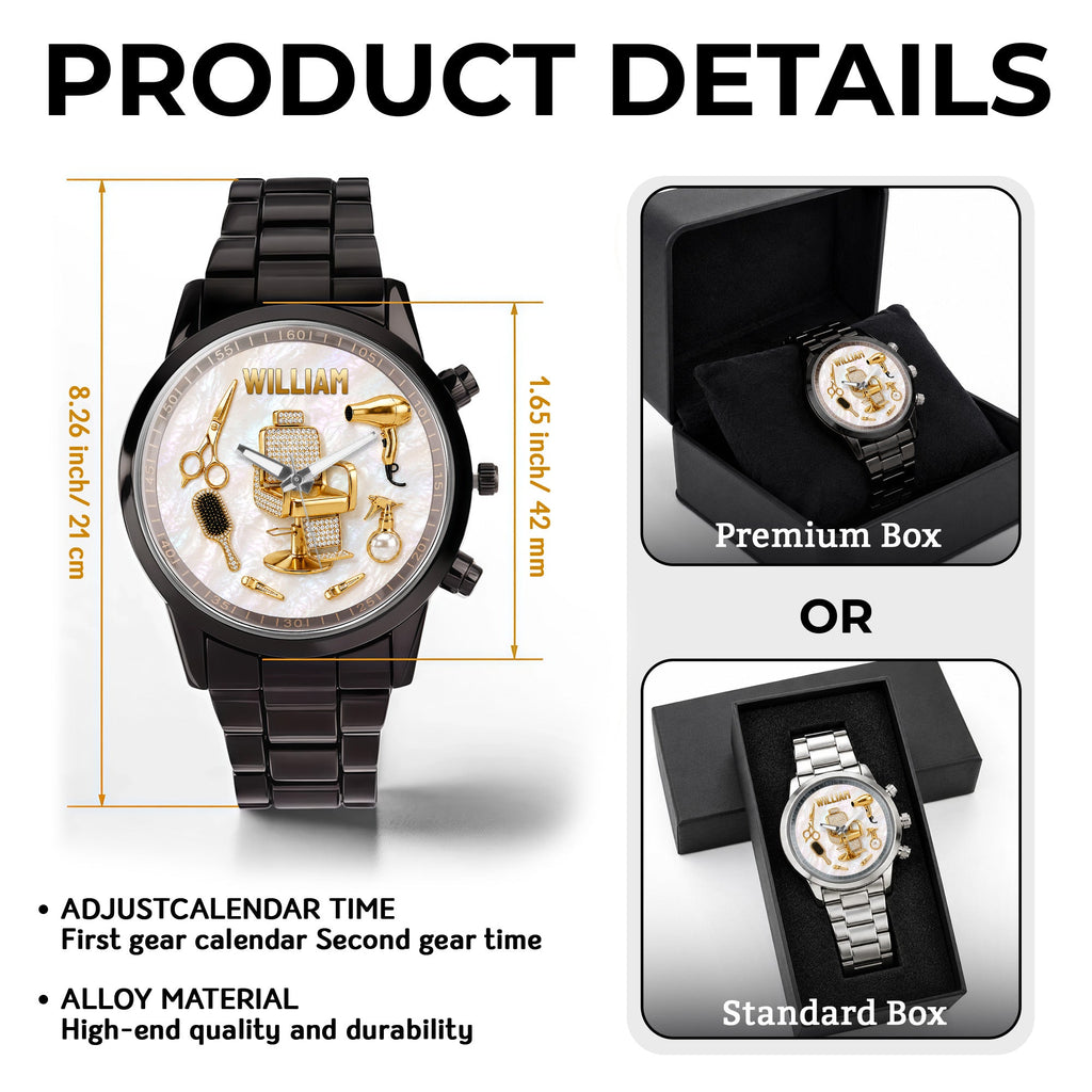 Personalized Custom Men's Watch with Name for Hair Stylist Gift Men's Watch GradoCreations