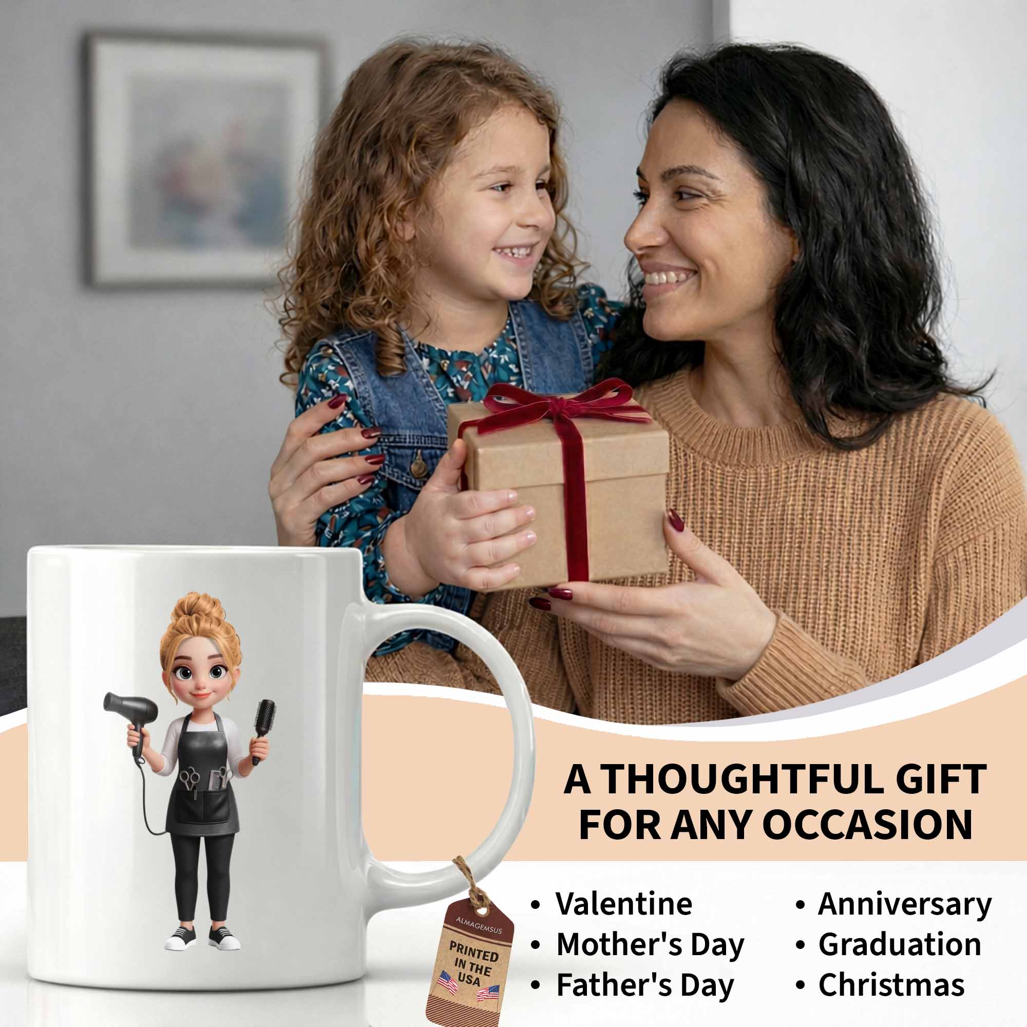 Personalized Hairstylist Coffee Mug Custom Name Gift for Barber Edge-to-edge Mug GradoCreations