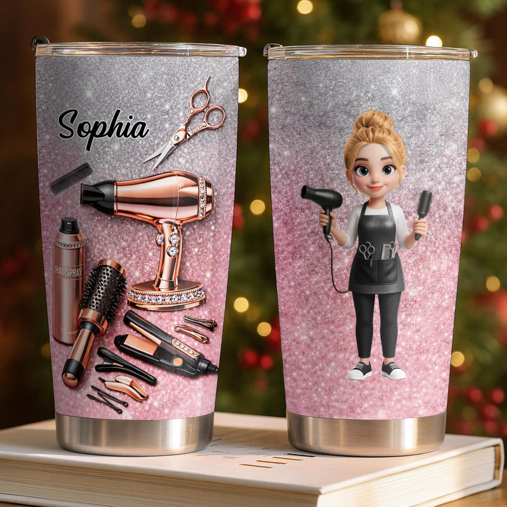 Personalized Custom 20oz Tumbler for Hairstylist with 3D Art 20oz Tumbler GradoCreations