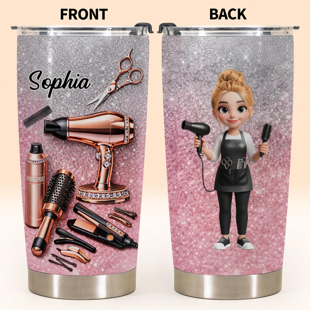 Personalized Custom 20oz Tumbler for Hairstylist with 3D Art 20oz Tumbler GradoCreations