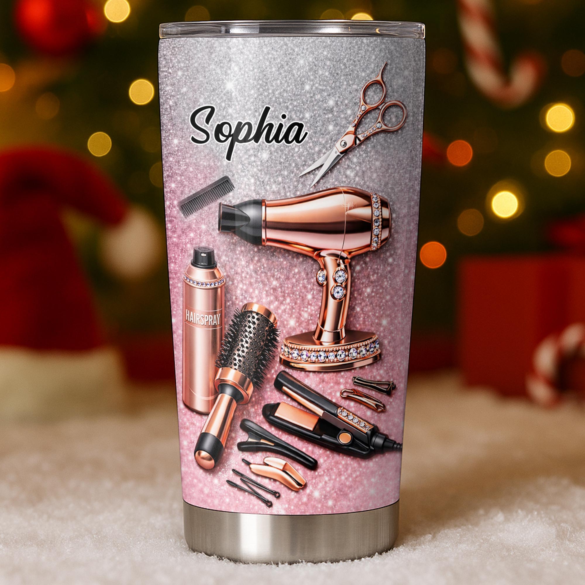 Personalized Custom 20oz Tumbler for Hairstylist with 3D Art 20oz Tumbler GradoCreations