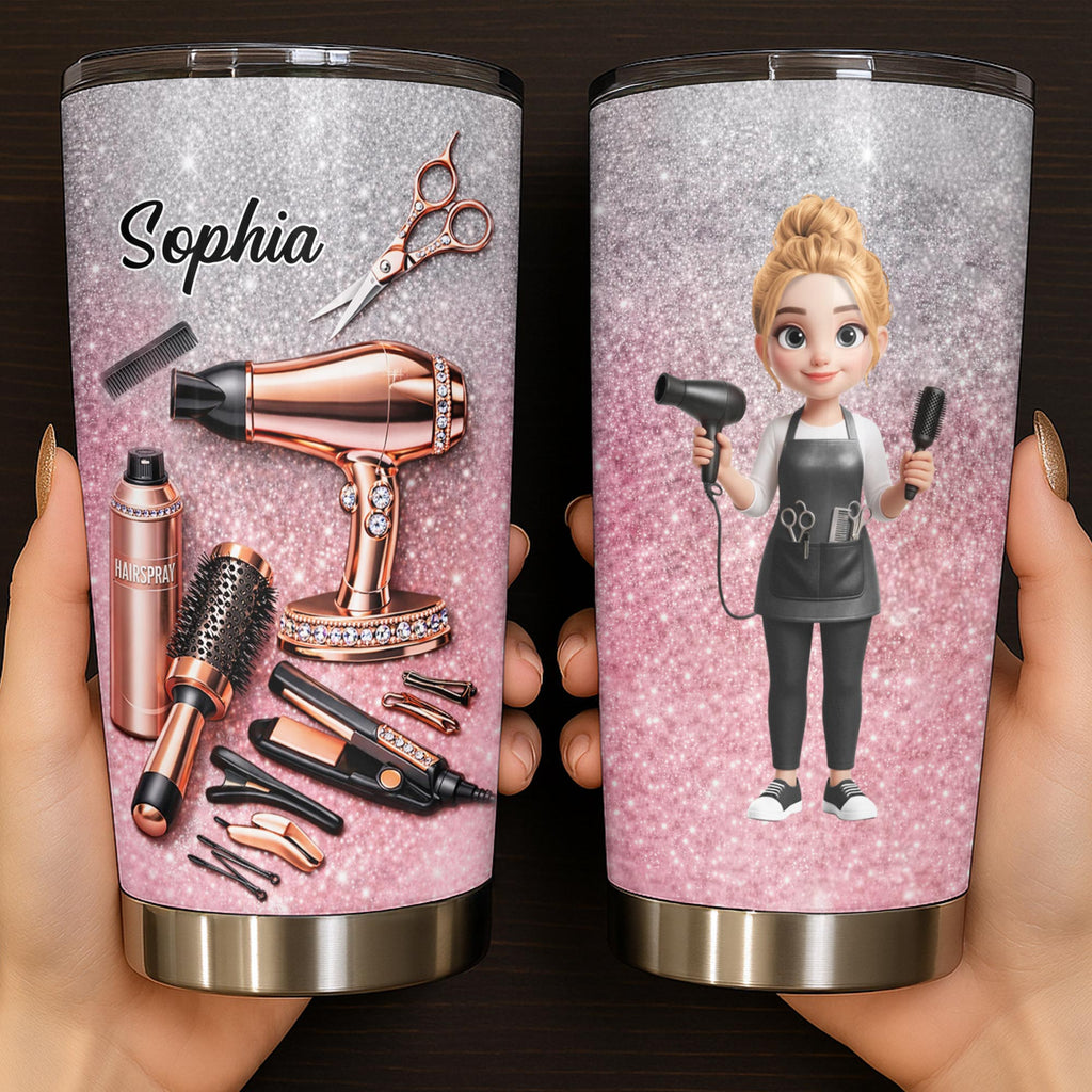 Personalized Custom 20oz Tumbler for Hairstylist with 3D Art 20oz Tumbler GradoCreations