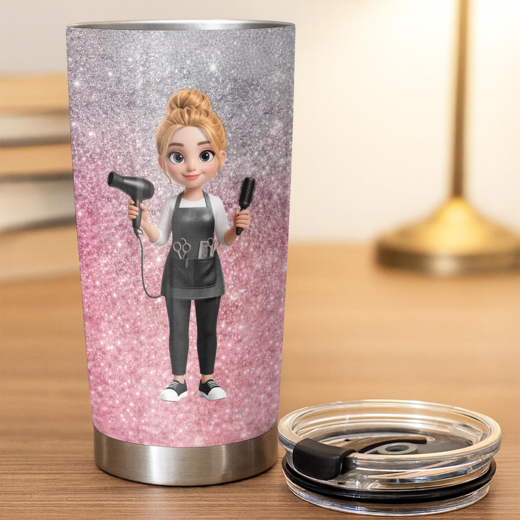 Personalized Custom 20oz Tumbler for Hairstylist with 3D Art 20oz Tumbler GradoCreations