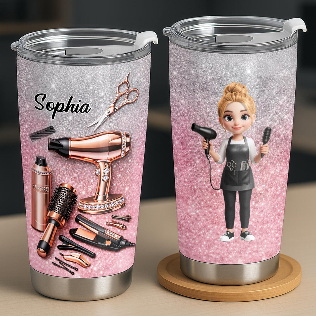 Personalized Custom 20oz Tumbler for Hairstylist with 3D Art 20oz Tumbler GradoCreations