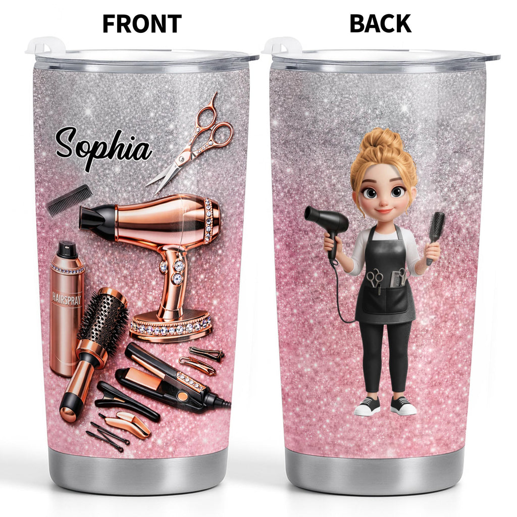 Personalized Custom 20oz Tumbler for Hairstylist with 3D Art 20oz Tumbler GradoCreations