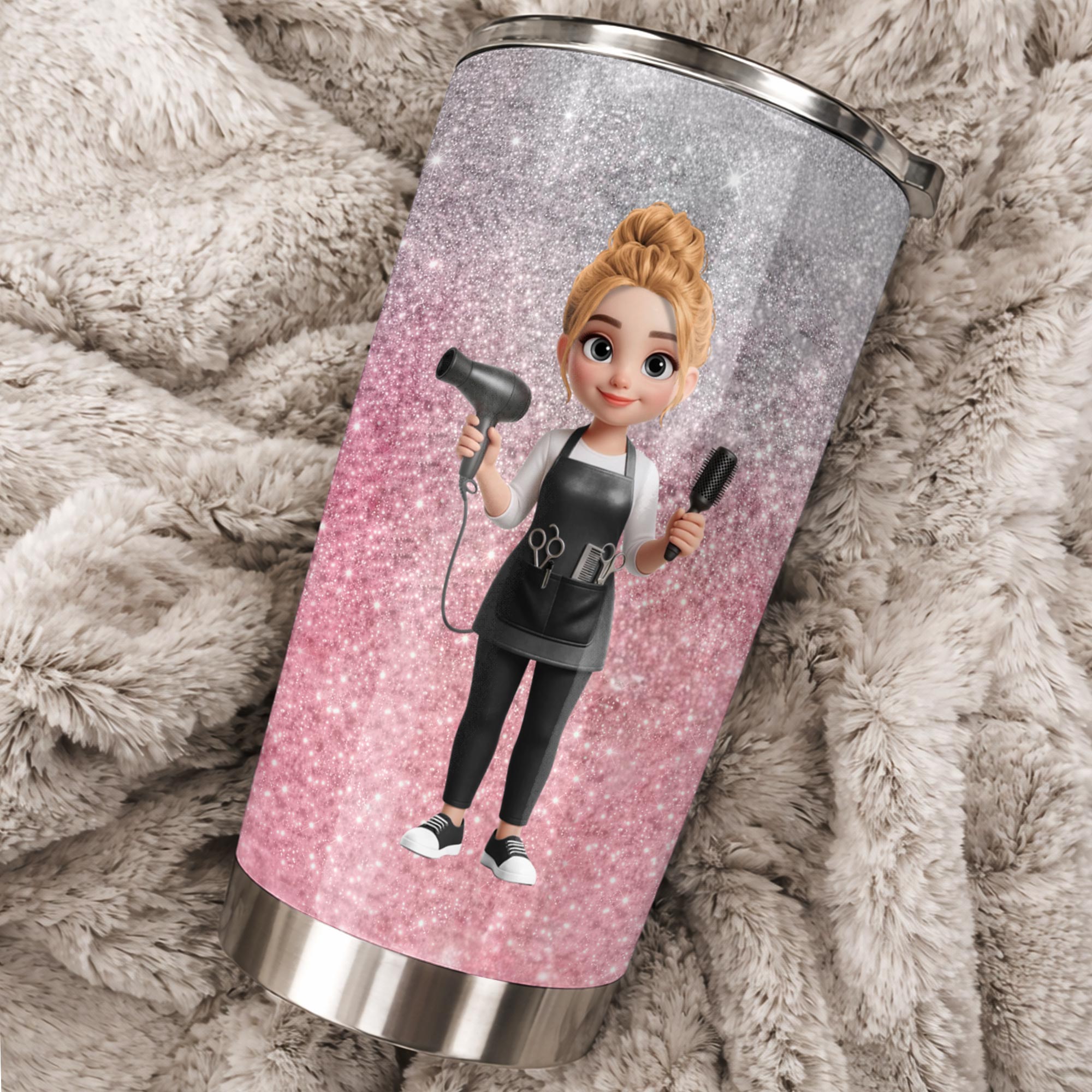 Personalized Custom 20oz Tumbler for Hairstylist with 3D Art 20oz Tumbler GradoCreations