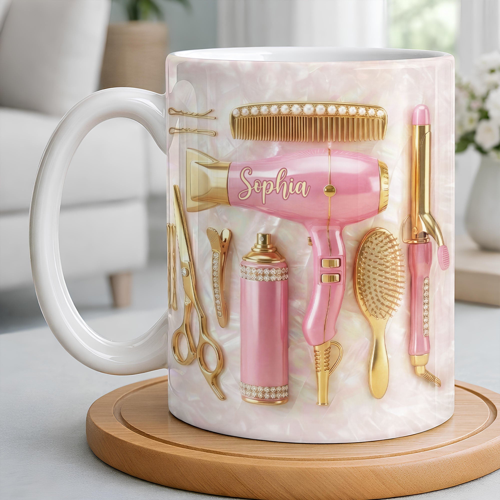 Personalized Hair Stylist Mug Custom Name Gift for Her Edge-to-edge Mug GradoCreations