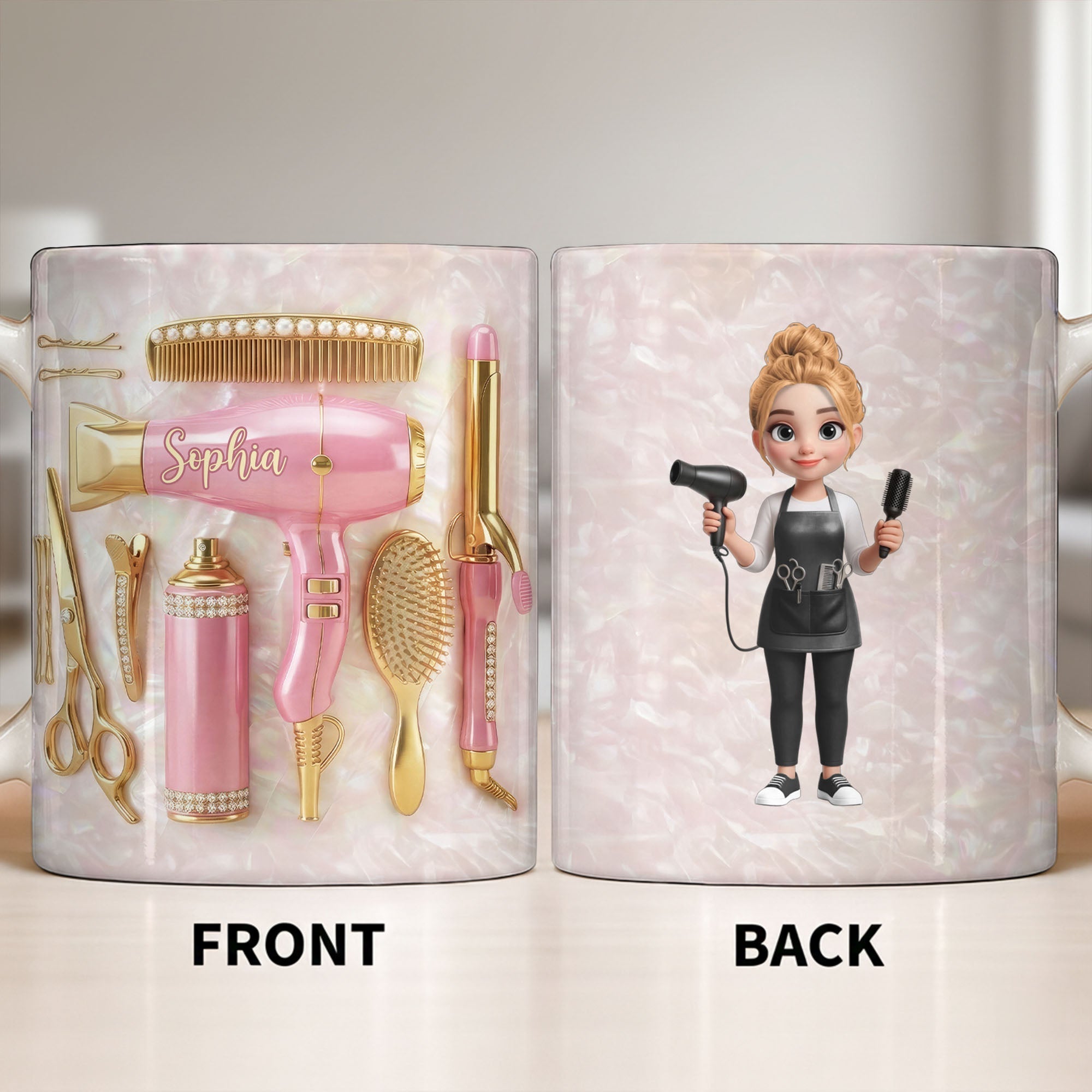 Personalized Hair Stylist Mug Custom Name Gift for Her Edge-to-edge Mug GradoCreations