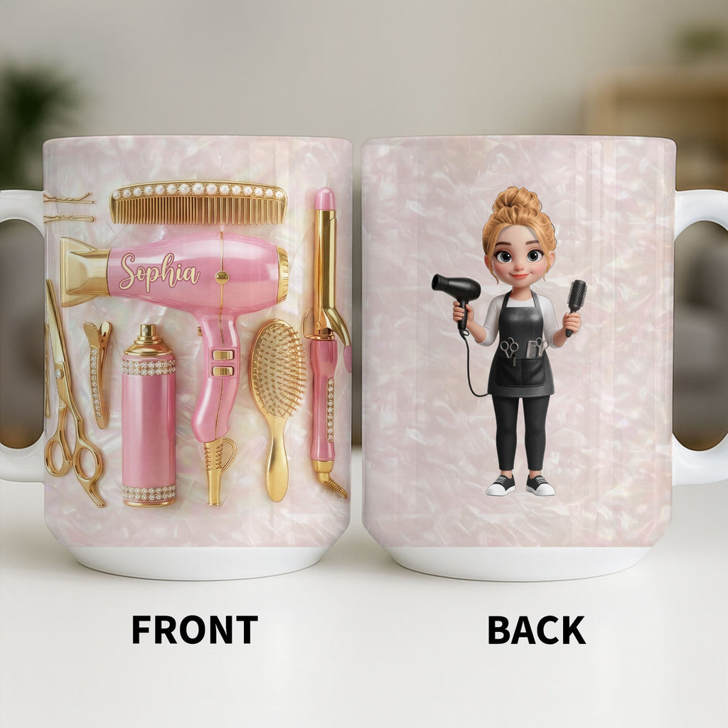 Personalized Hair Stylist Mug Custom Name Gift for Her Edge-to-edge Mug GradoCreations