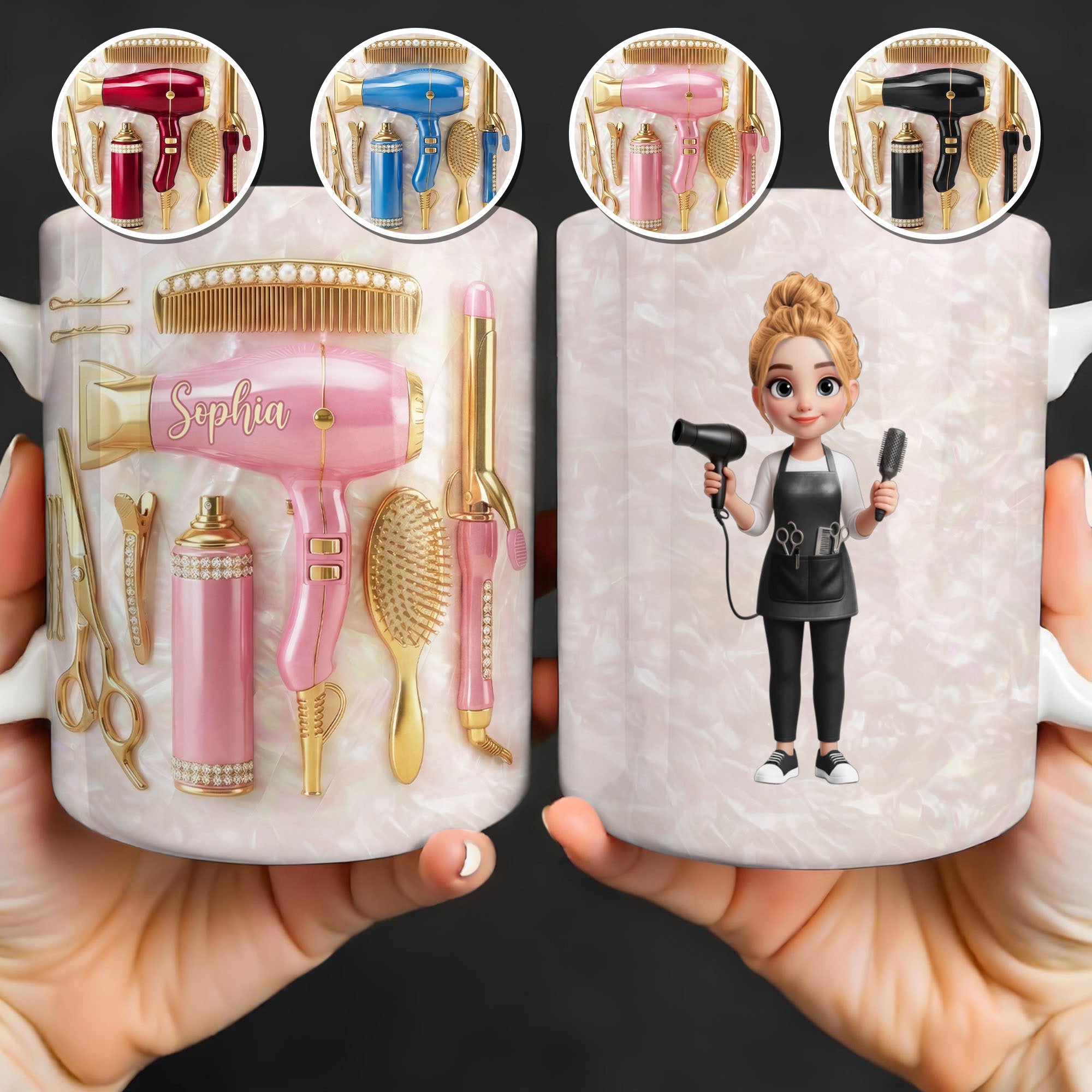 Personalized Hair Stylist Mug Custom Name Gift for Her Edge-to-edge Mug GradoCreations