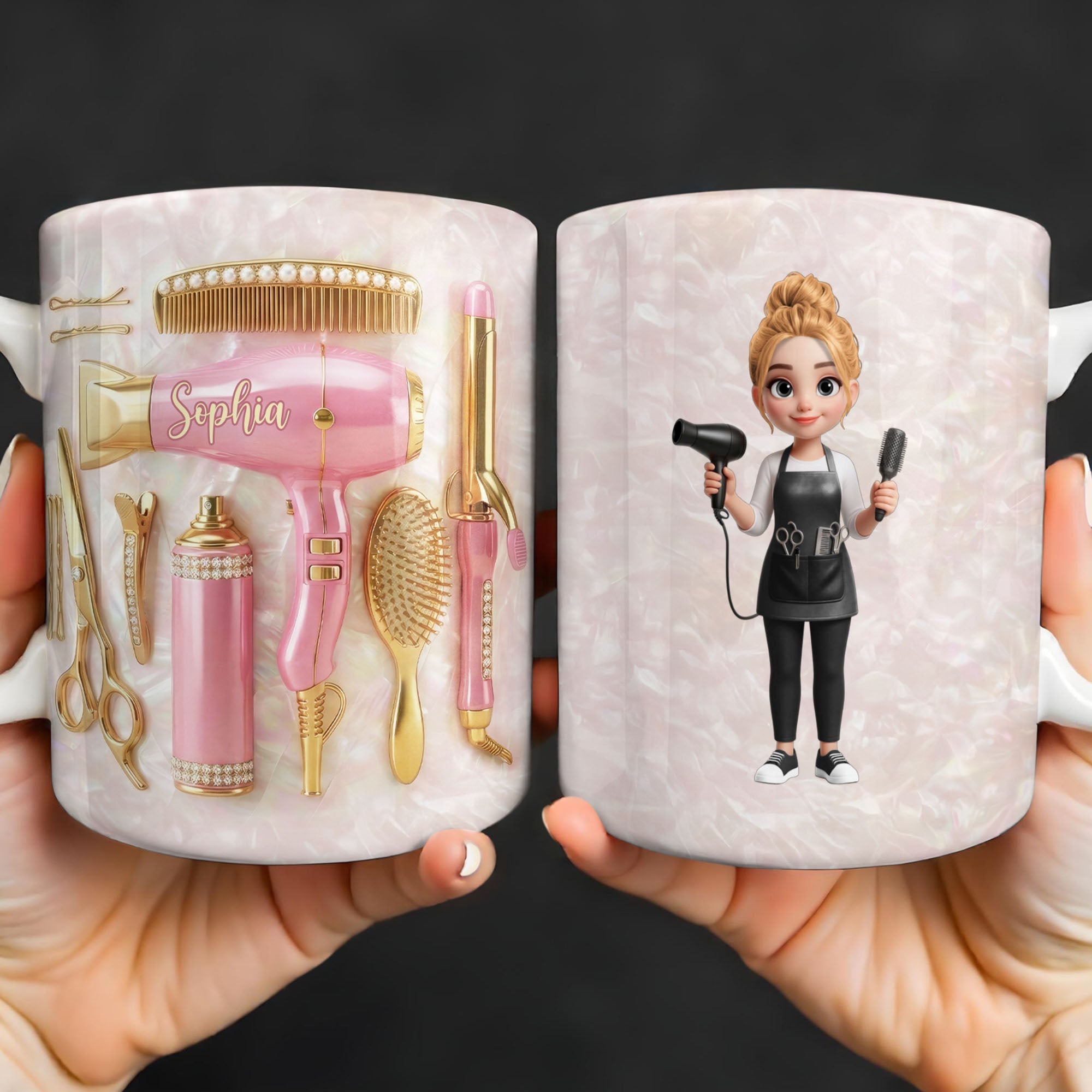 Personalized Hair Stylist Mug Custom Name Gift for Her Edge-to-edge Mug GradoCreations