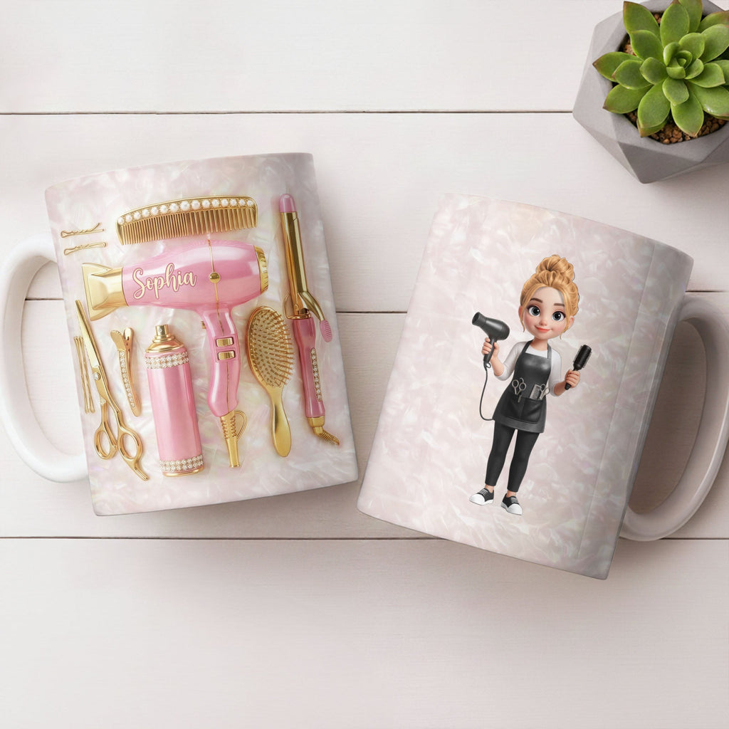 Personalized Hair Stylist Mug Custom Name Gift for Her Edge-to-edge Mug GradoCreations